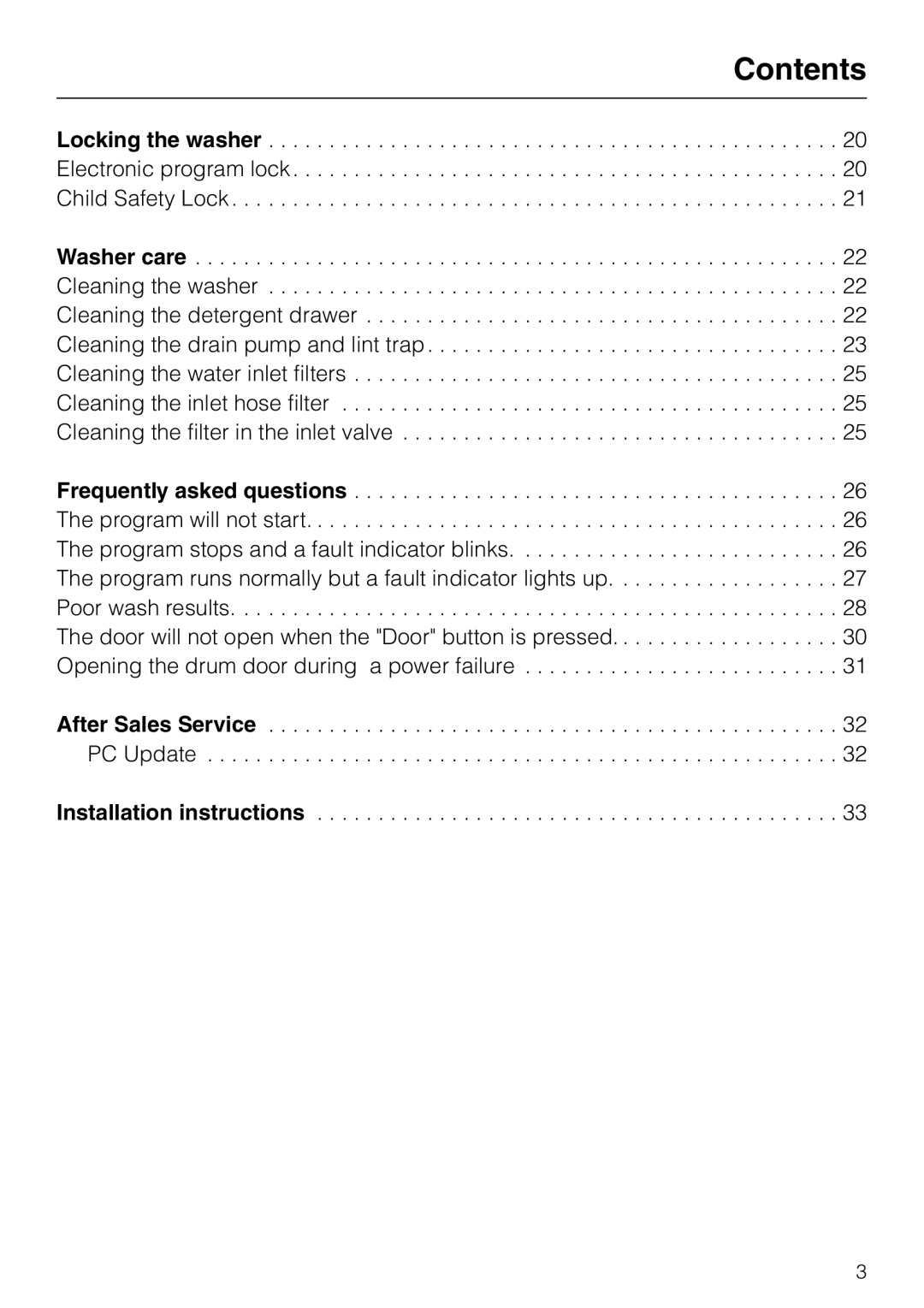 Miele W 1966 operating instructions Installation instructions 