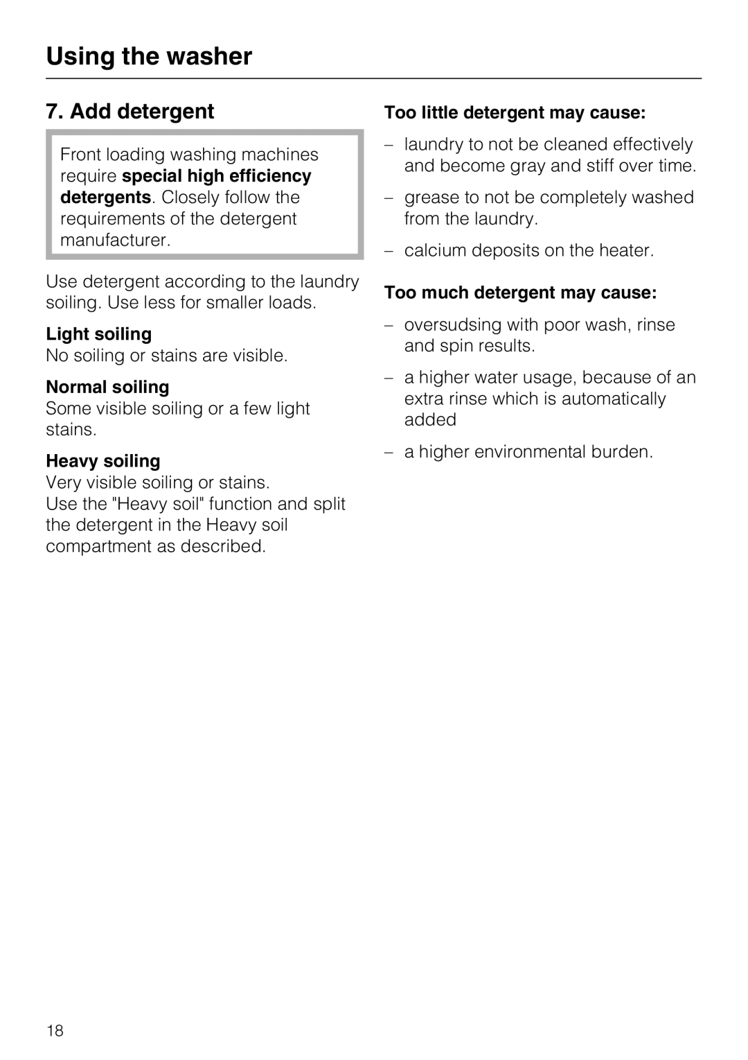 Miele W 3039 installation instructions Add detergent 