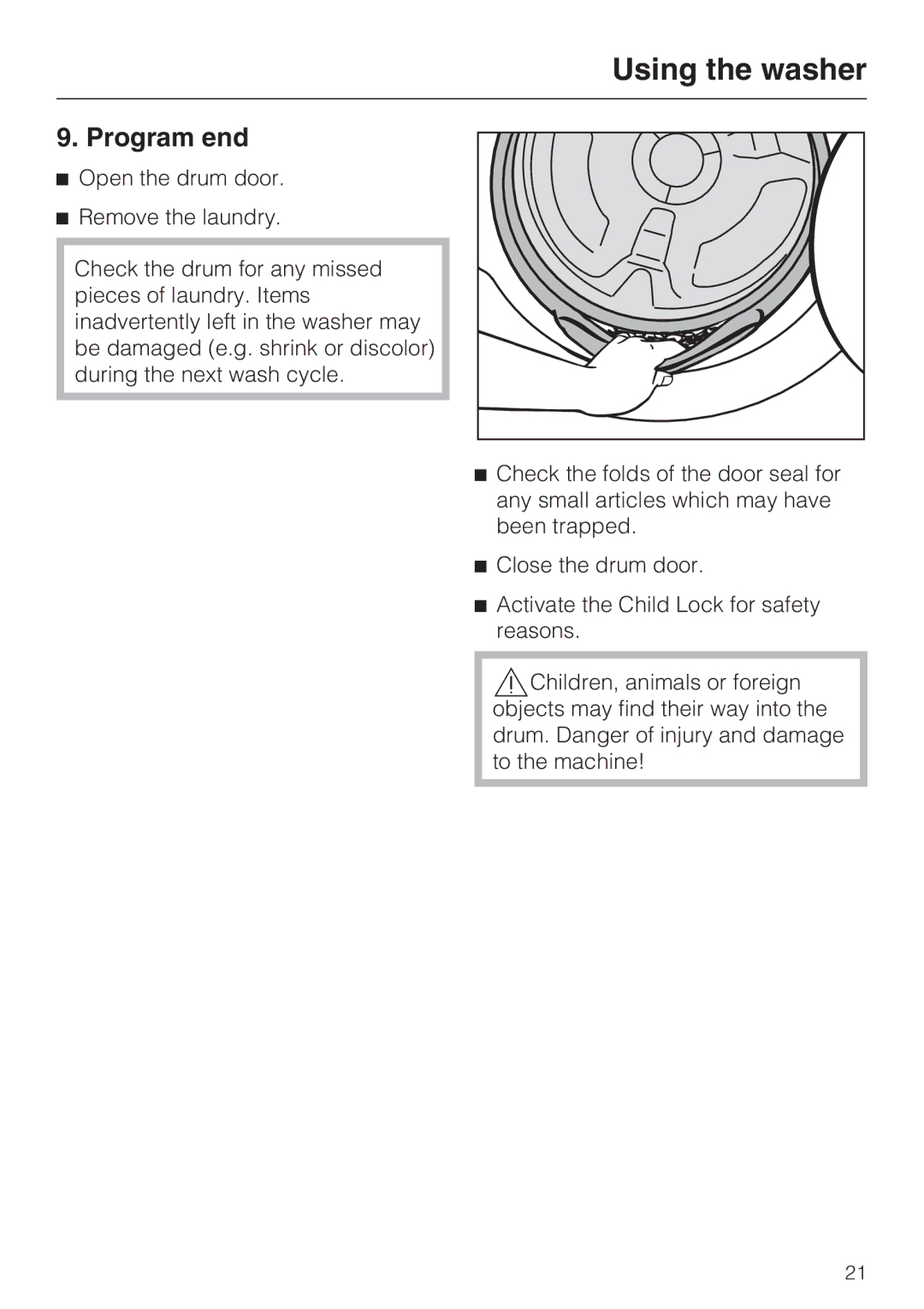 Miele W 4800 installation instructions Program end 