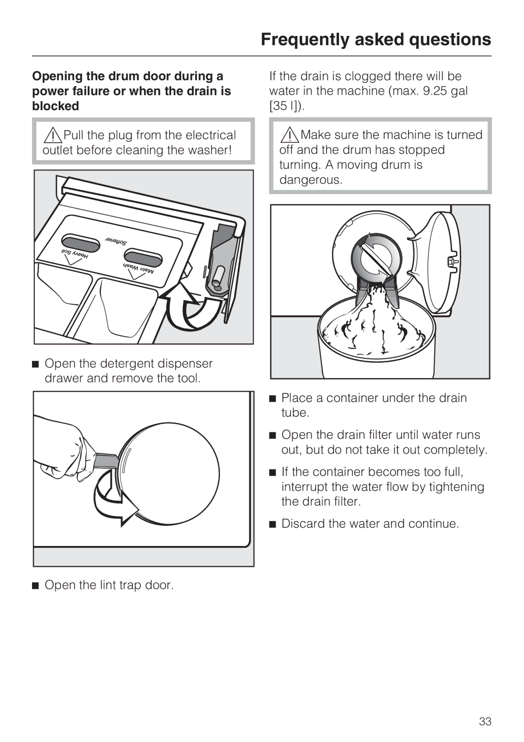 Miele W 4800 installation instructions Frequently asked questions 