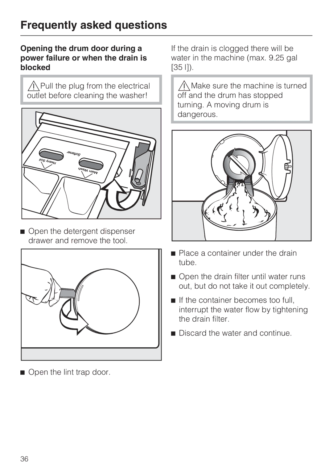 Miele W 4840 installation instructions Frequently asked questions 