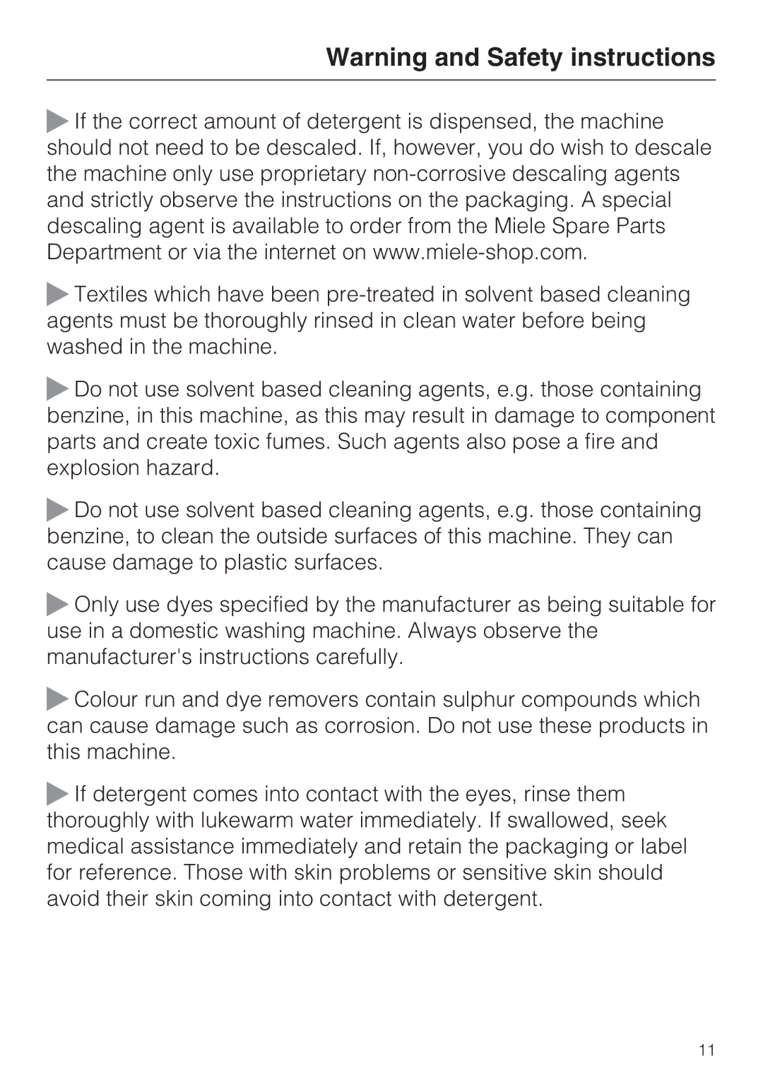 Miele W 5964 WP operating instructions 