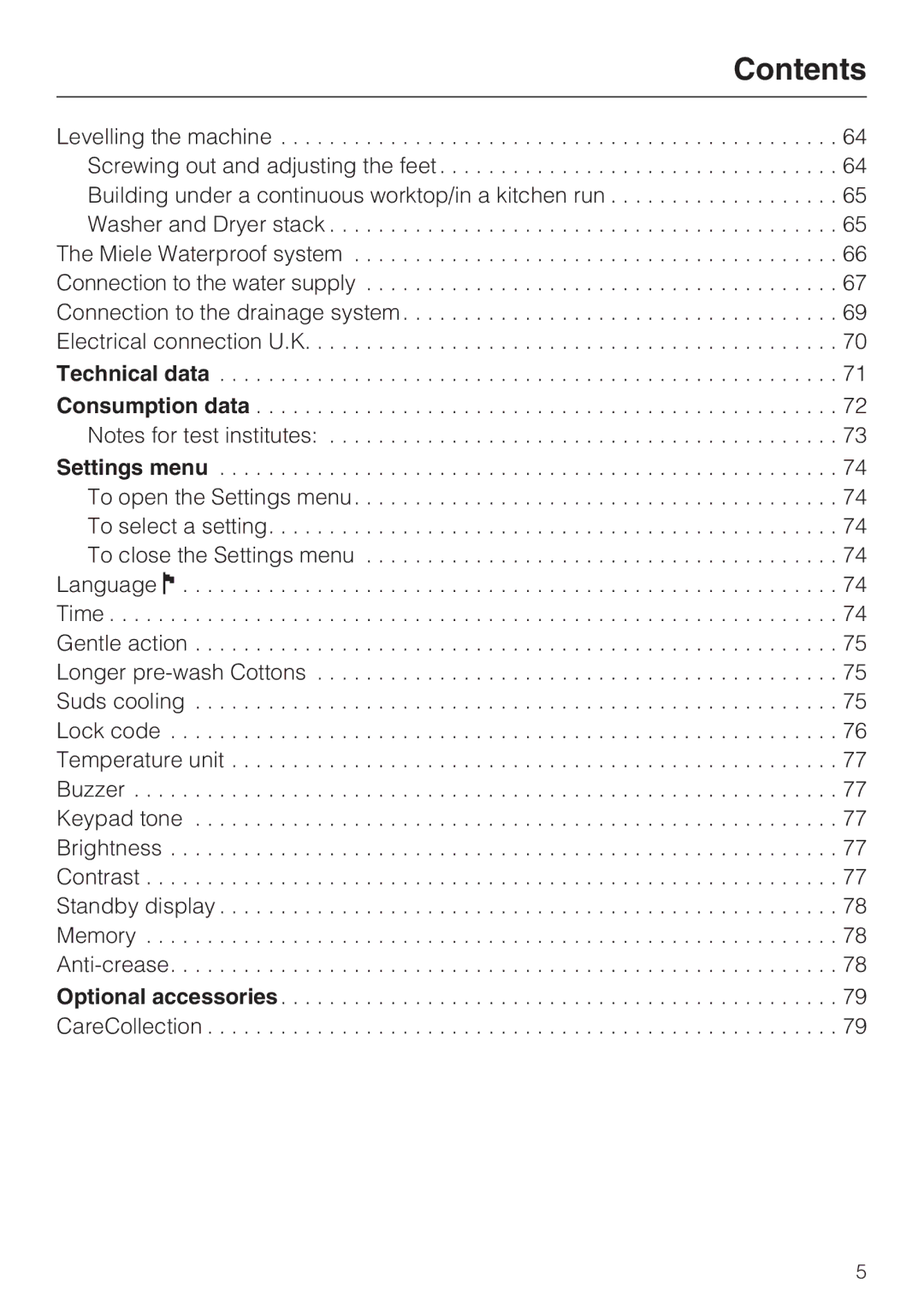 Miele W 5964 WP operating instructions Contents 