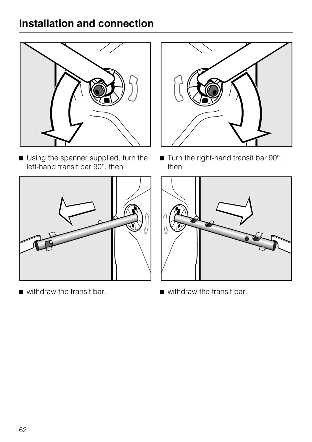 Miele W 5964 WP operating instructions Installation and connection 