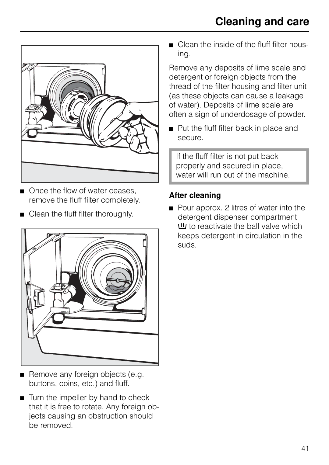 Miele W 853 operating instructions After cleaning 