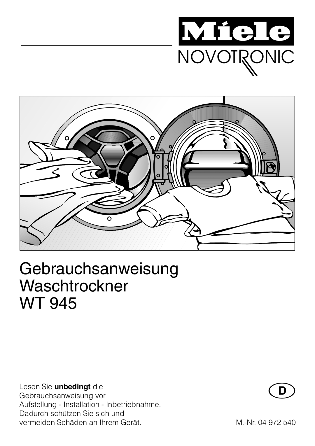 Miele WT 945 manual Gebrauchsanweisung 