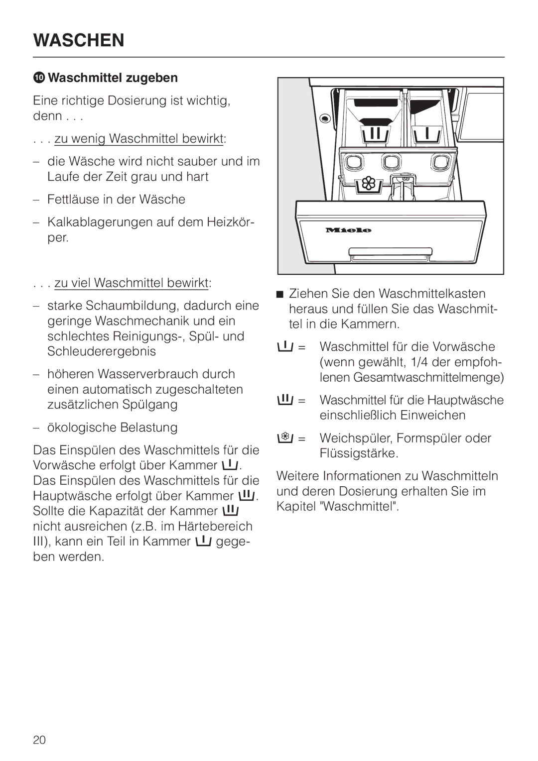 Miele WT 945 manual JWaschmittel zugeben 