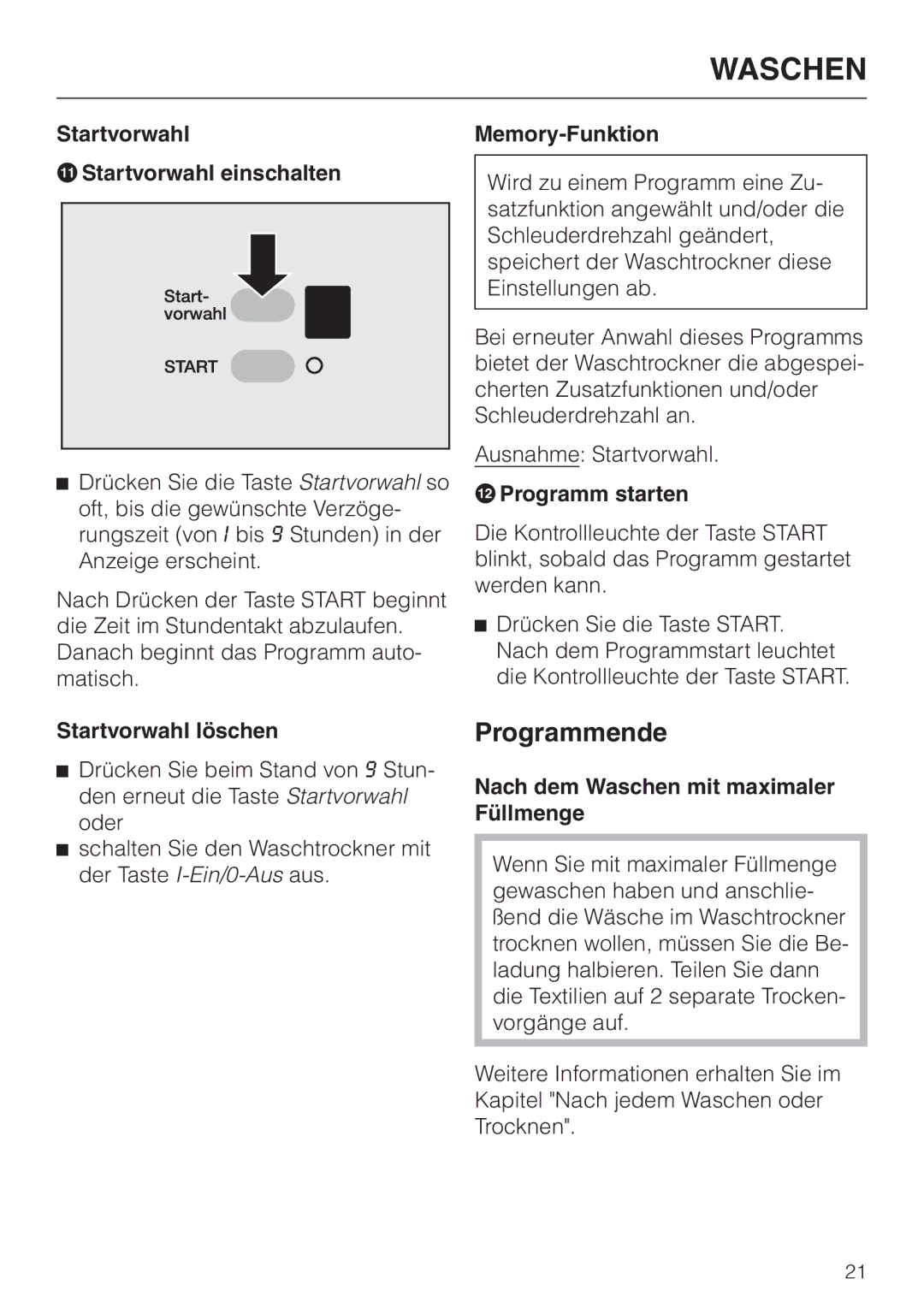 Miele WT 945 manual Programmende 