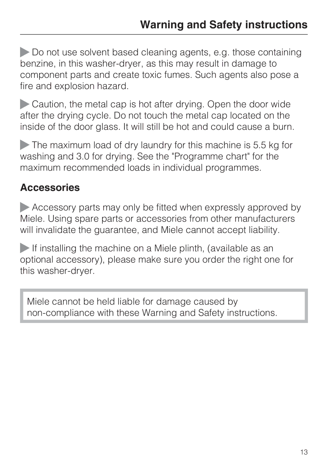 Miele WT2789iWPM operating instructions Accessories 