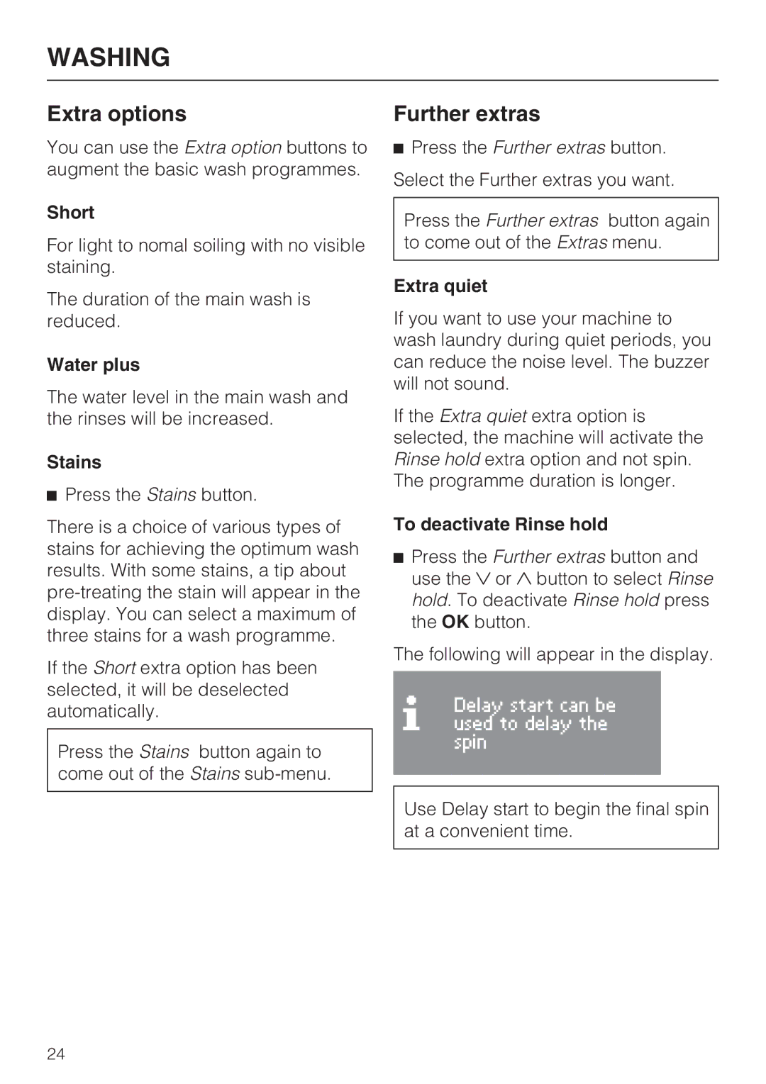 Miele WT2789iWPM operating instructions Extra options, Further extras 