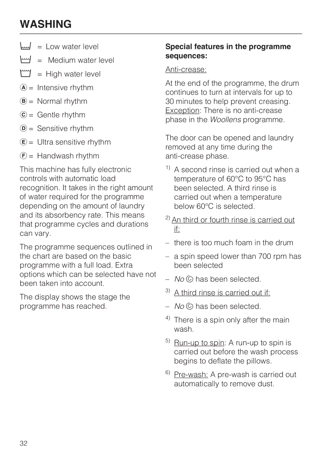 Miele WT2789iWPM operating instructions Special features in the programme sequences 