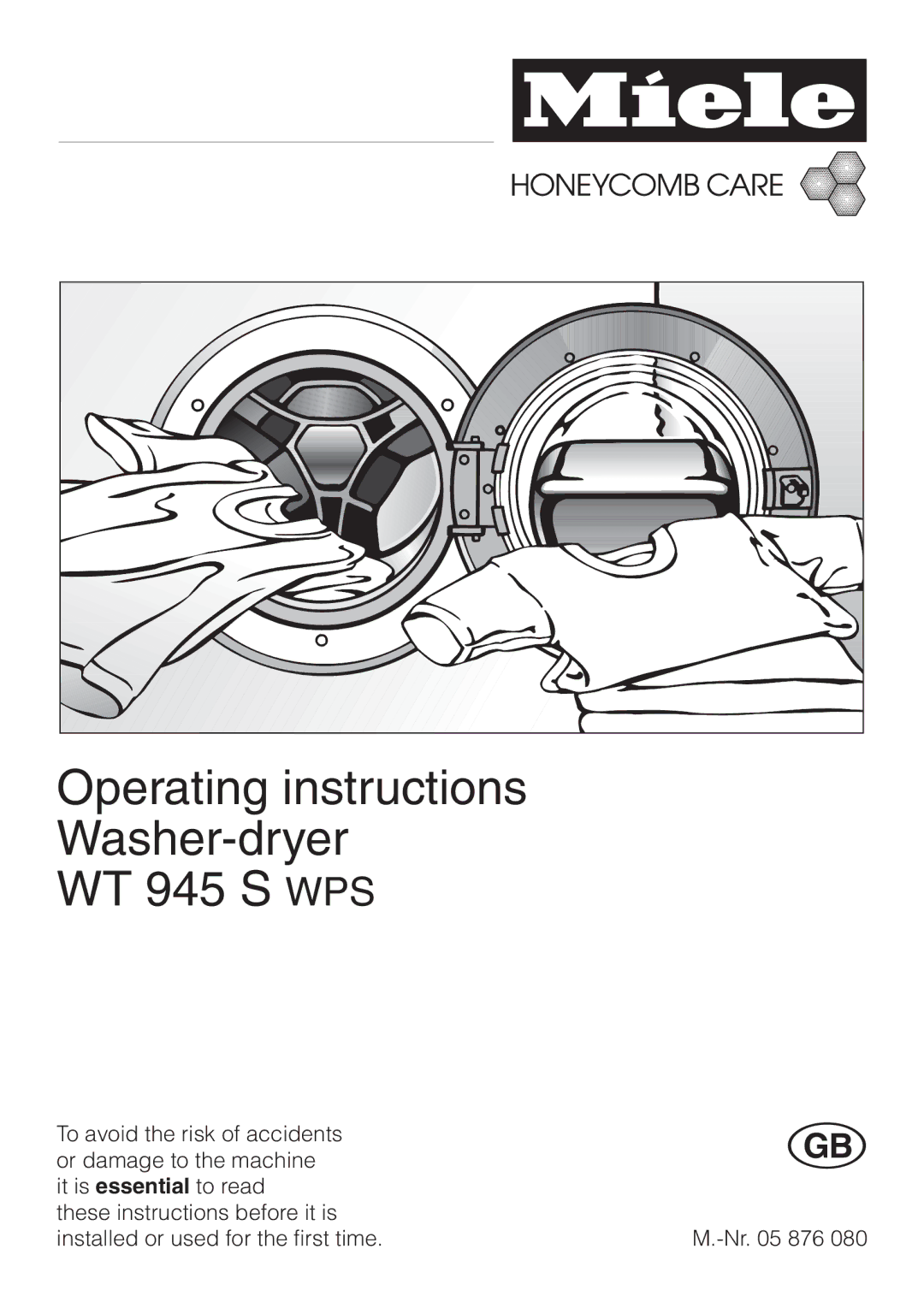 Miele wt945 operating instructions Operating instructions Washer-dryer WT 945 S WPS 