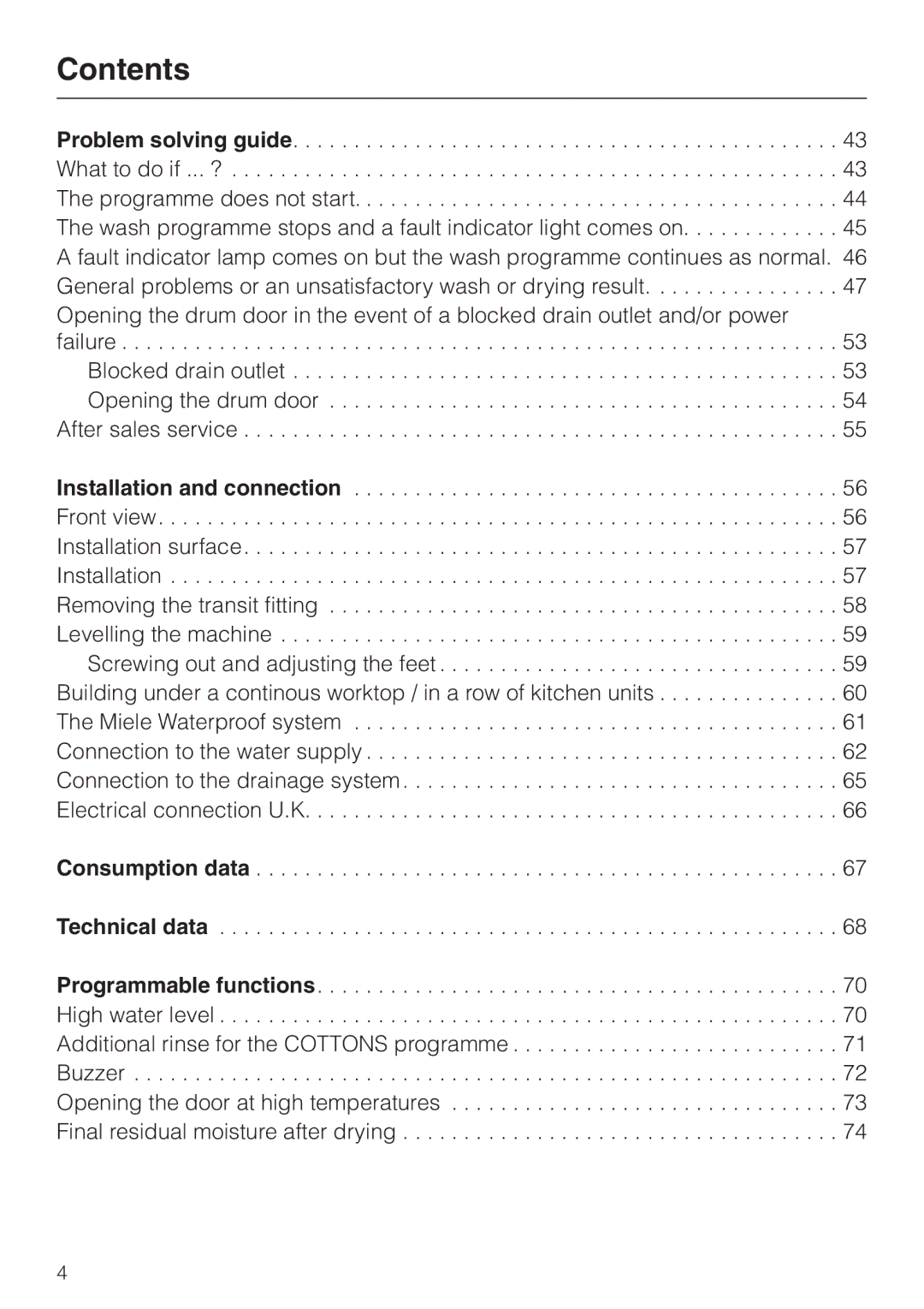 Miele wt945, WT 945 S WPS operating instructions Consumption data Technical data 