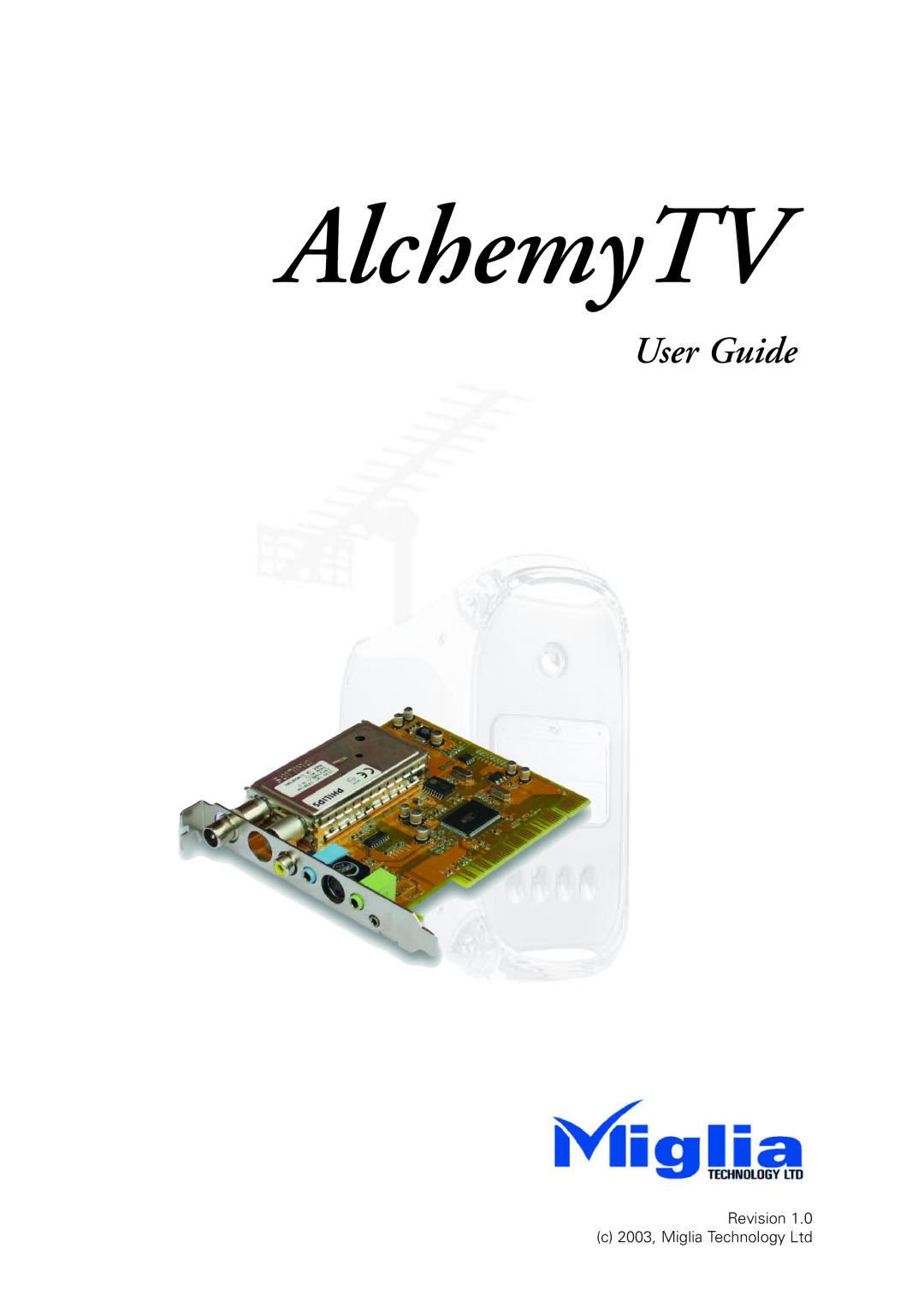 Miglia Technology Alchemy TV manual AlchemyTV 