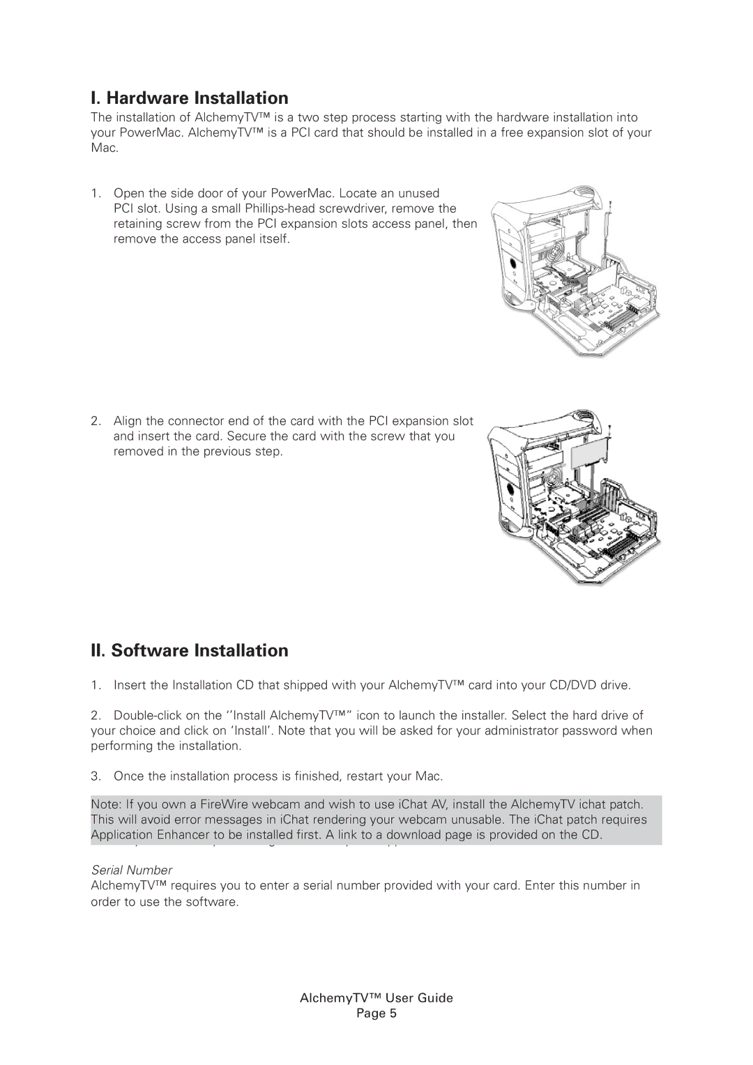 Miglia Technology Alchemy TV manual Hardware Installation 