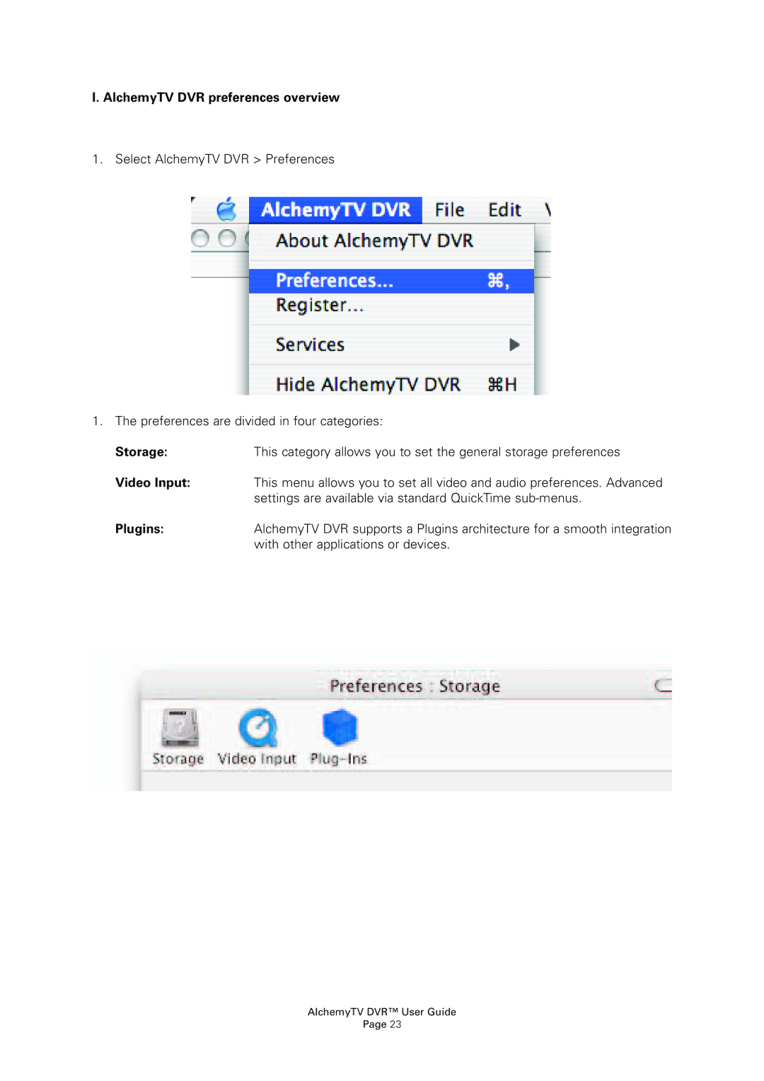 Miglia Technology manual AlchemyTV DVR preferences overview 