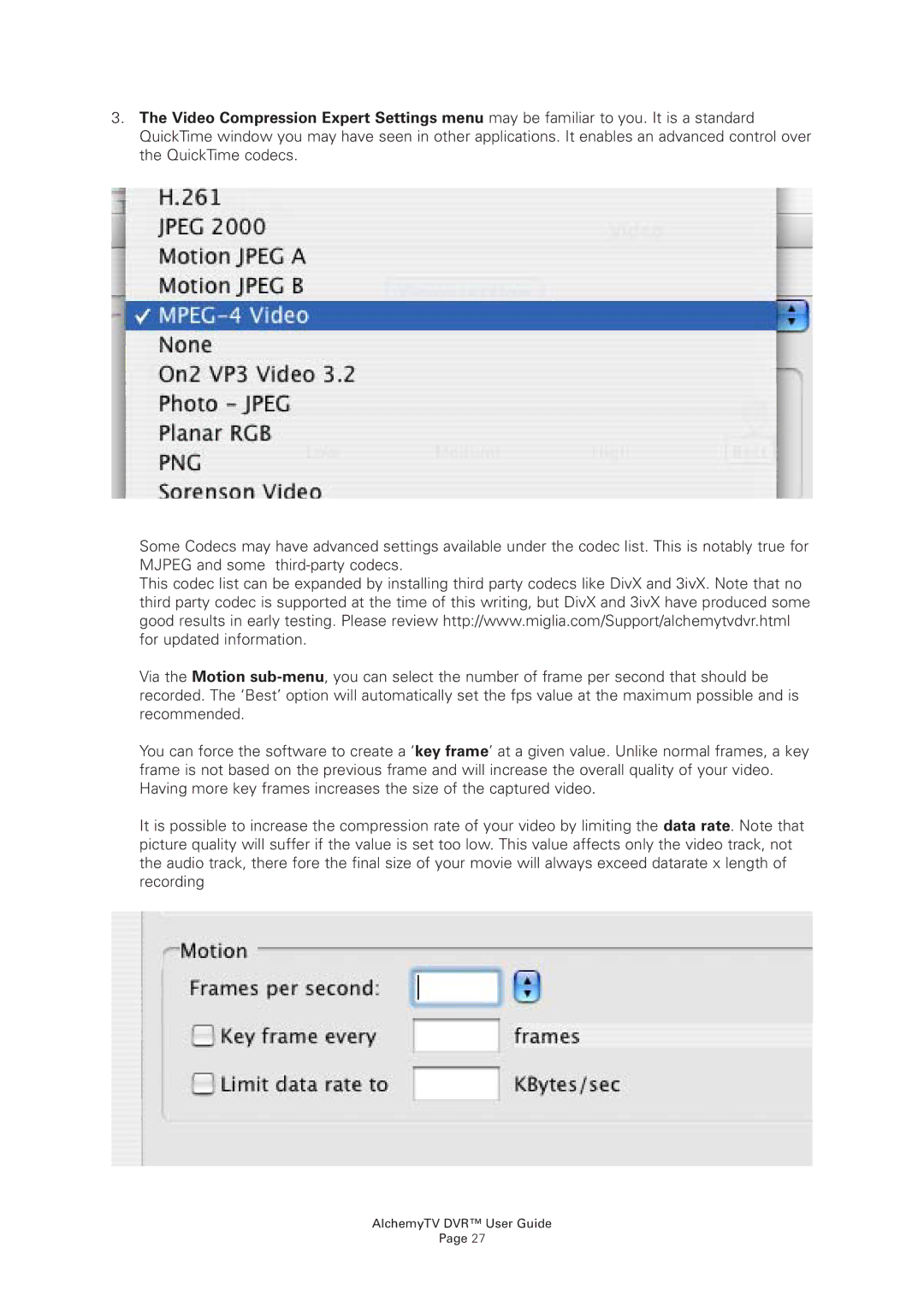 Miglia Technology manual AlchemyTV DVR User Guide 