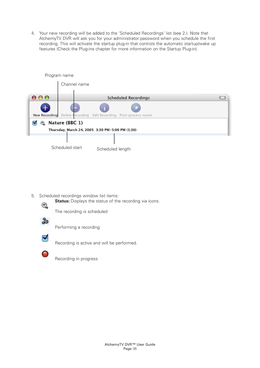 Miglia Technology manual AlchemyTV DVR User Guide 