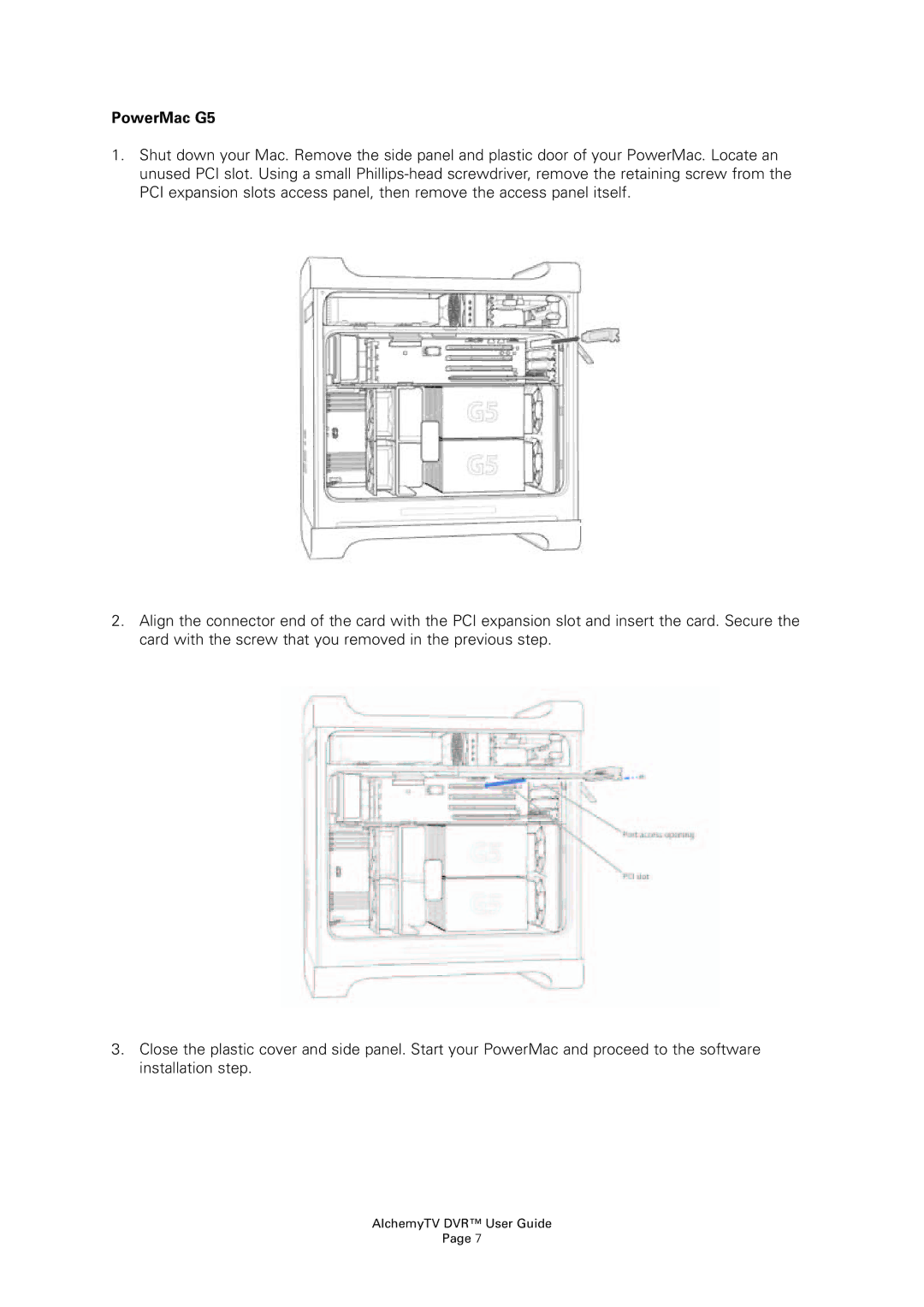 Miglia Technology AlchemyTV DVR manual PowerMac G5 