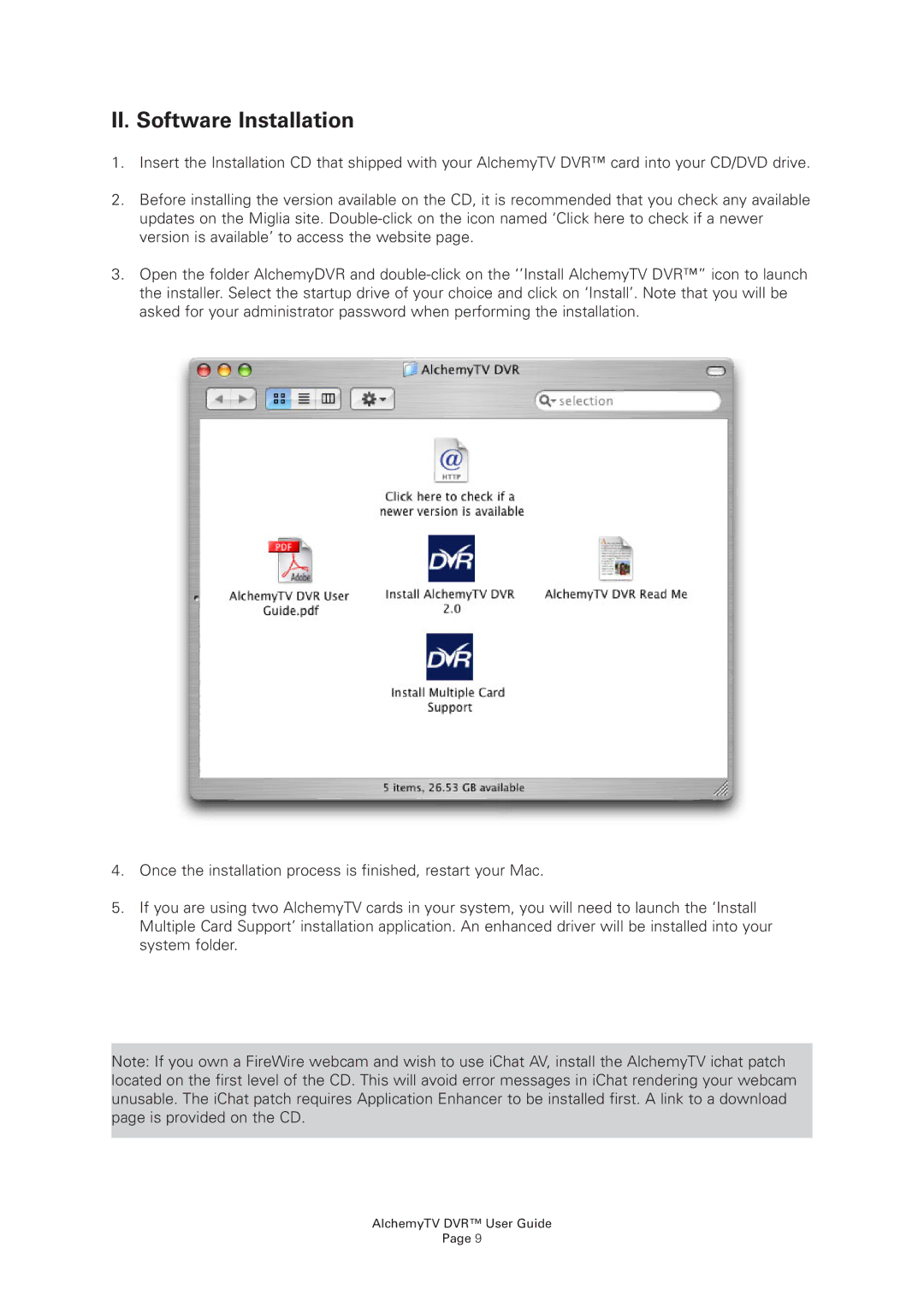 Miglia Technology AlchemyTV manual II. Software Installation 