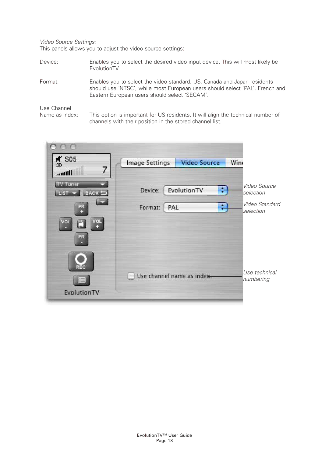 Miglia Technology EvolutionTV manual Video Source Settings 