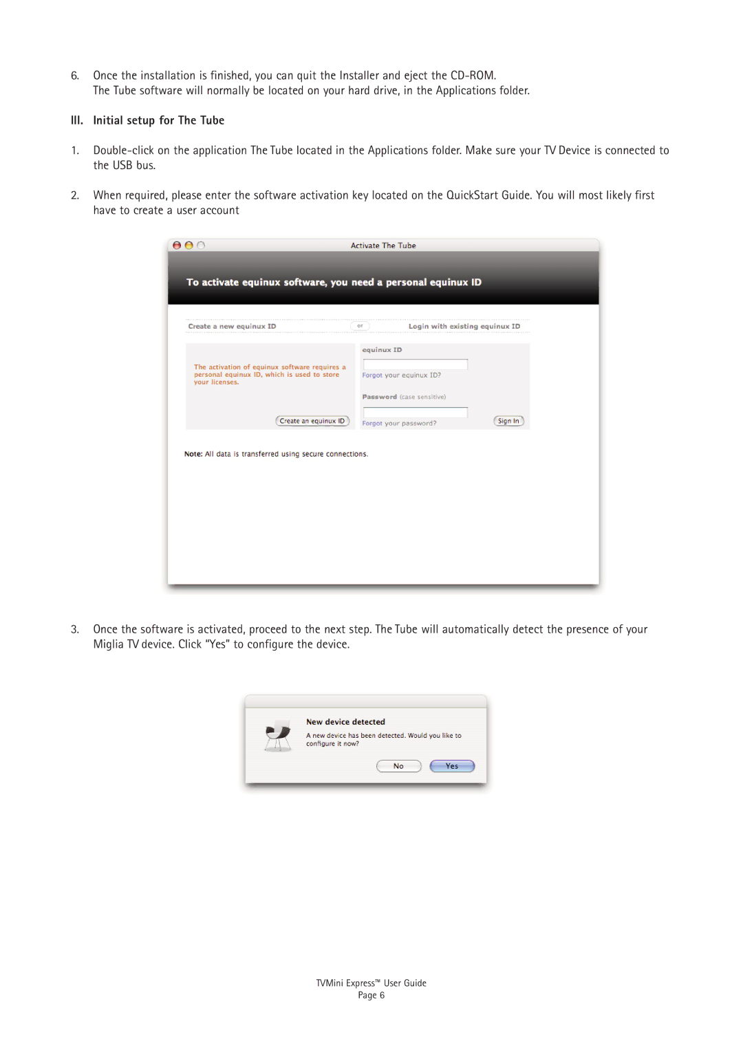 Miglia Technology TVMini Express Adapter manual III. Initial setup for The Tube 