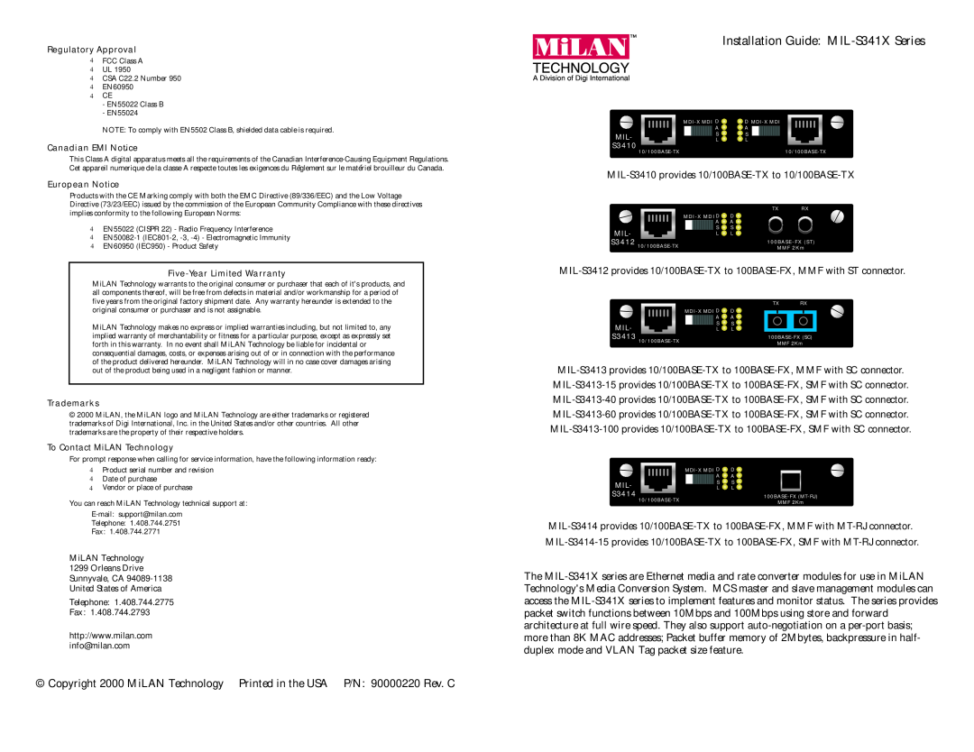 Milan Technology warranty Installation Guide MIL-S341X Series, r‡‰š‘ƒ”-Ÿ@a-”›ƒ‘, cƒ“ƒ†‹ƒ“@emi@n”‹…‡, eš-”‡ƒ“@n”‹…‡ 