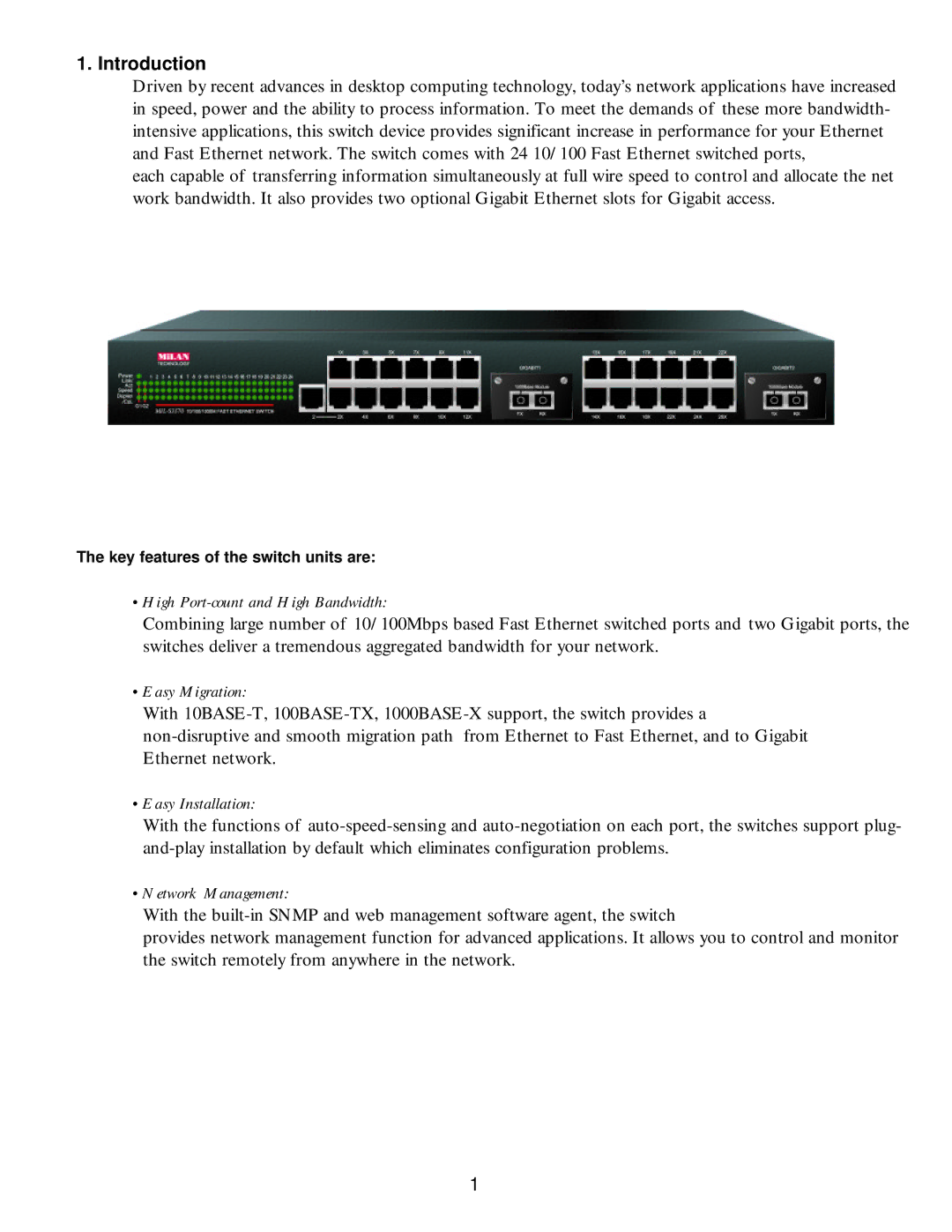 Milan Technology MIL-S3570 manual High Port-count and High Bandwidth 