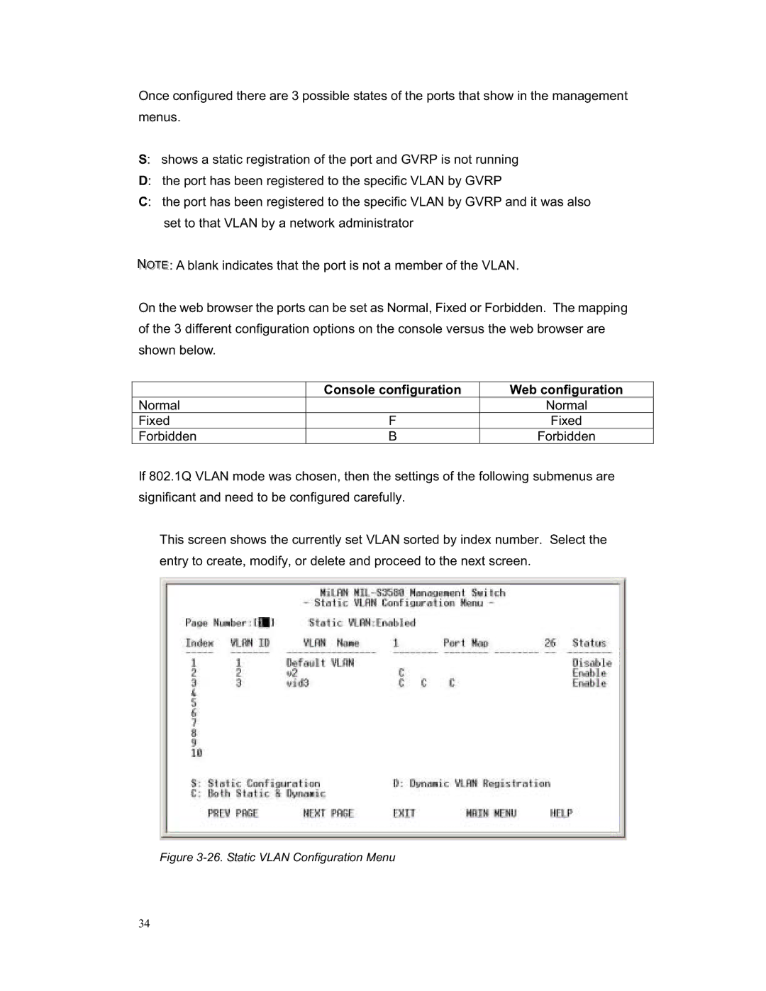 Milan Technology MIL-S3580 manual Console configuration Web configuration 