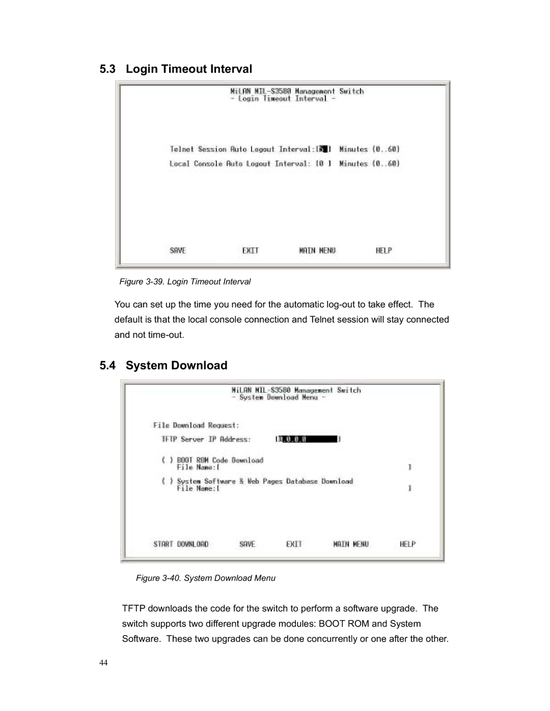 Milan Technology MIL-S3580 manual Login Timeout Interval, System Download 