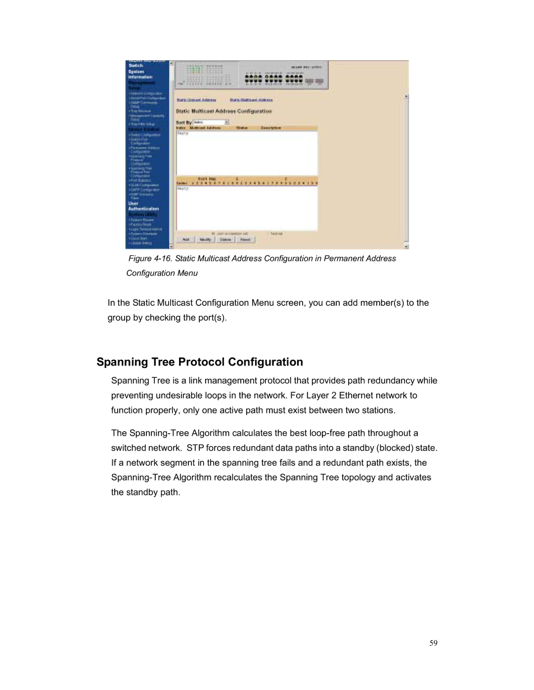 Milan Technology MIL-S3580 manual Spanning Tree Protocol Configuration 