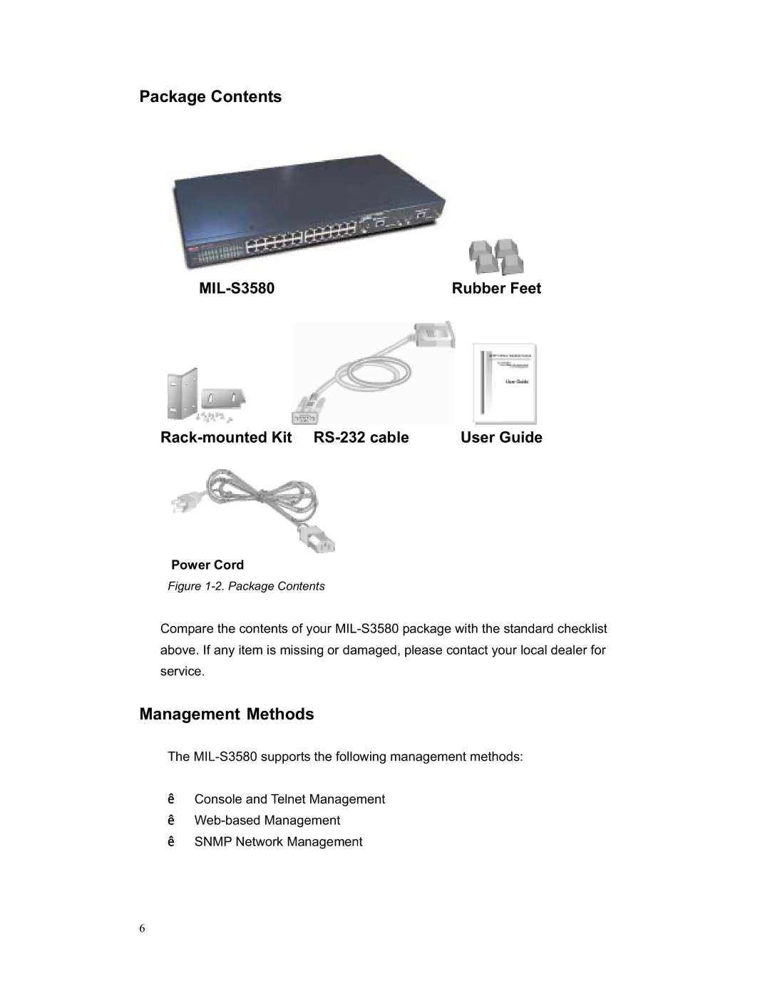 Milan Technology MIL-S3580 manual Package Contents, Management Methods 