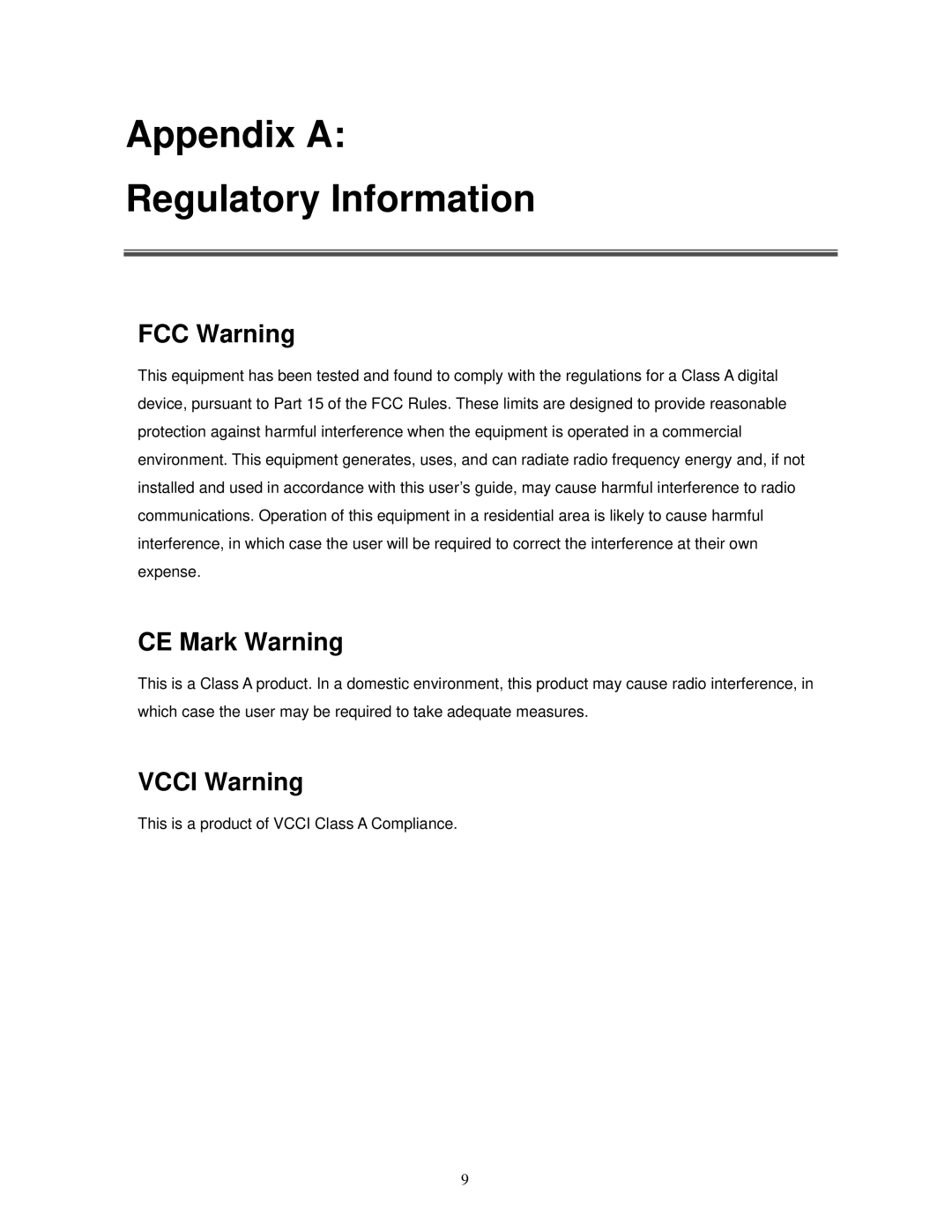 Milan Technology MIL-S5000T manual Appendix a Regulatory Information, FCC Warning 