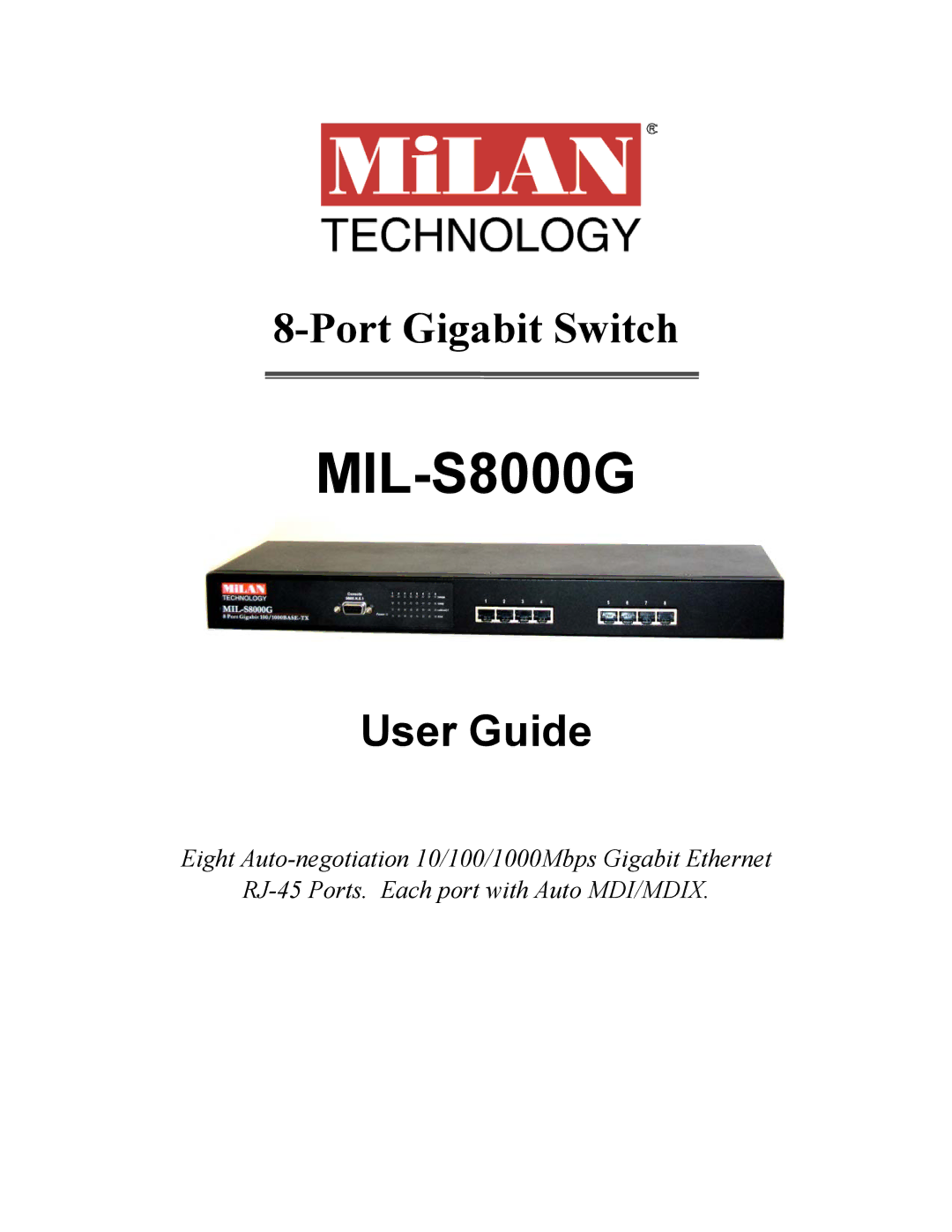 Milan Technology MIL-S8000G manual 