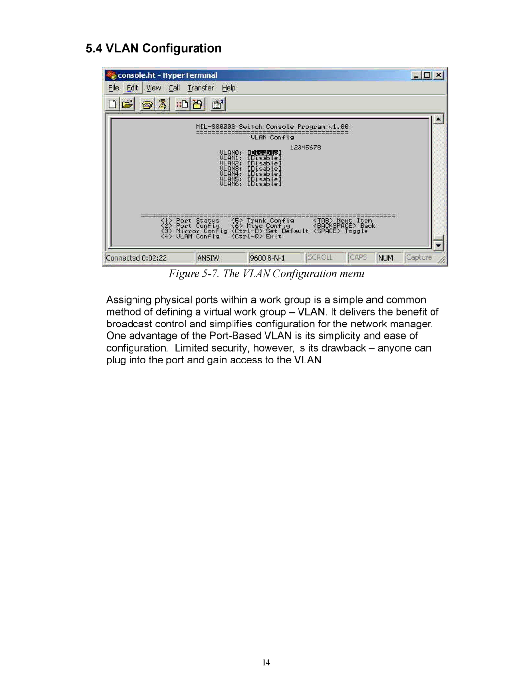 Milan Technology MIL-S8000G manual Vlan Configuration menu 