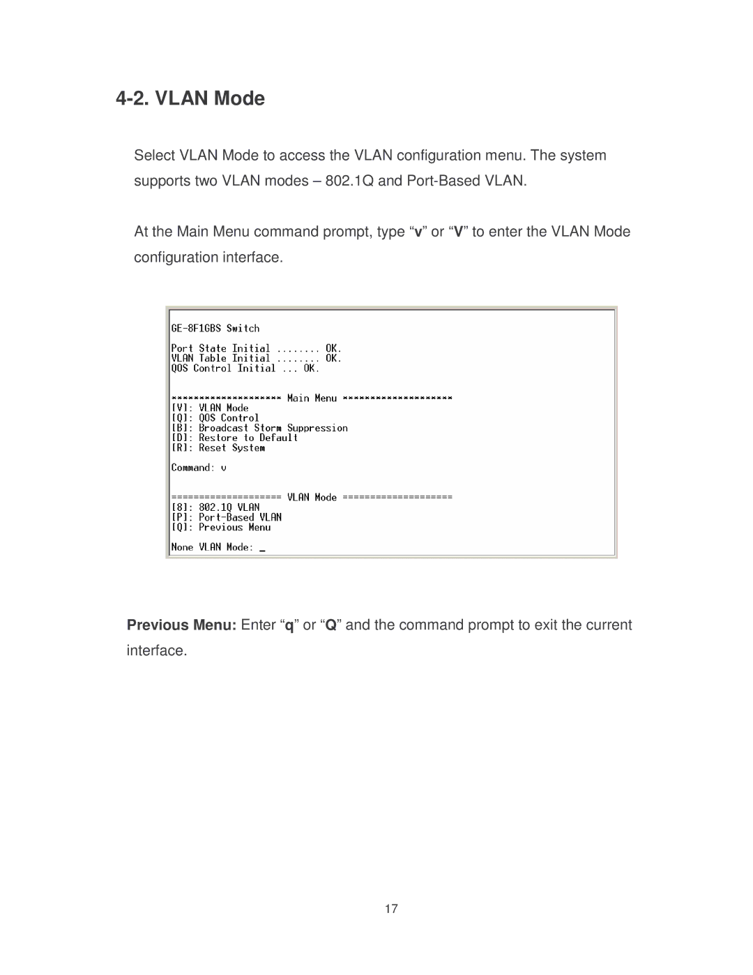 Milan Technology MIL-S8001TG manual Vlan Mode 