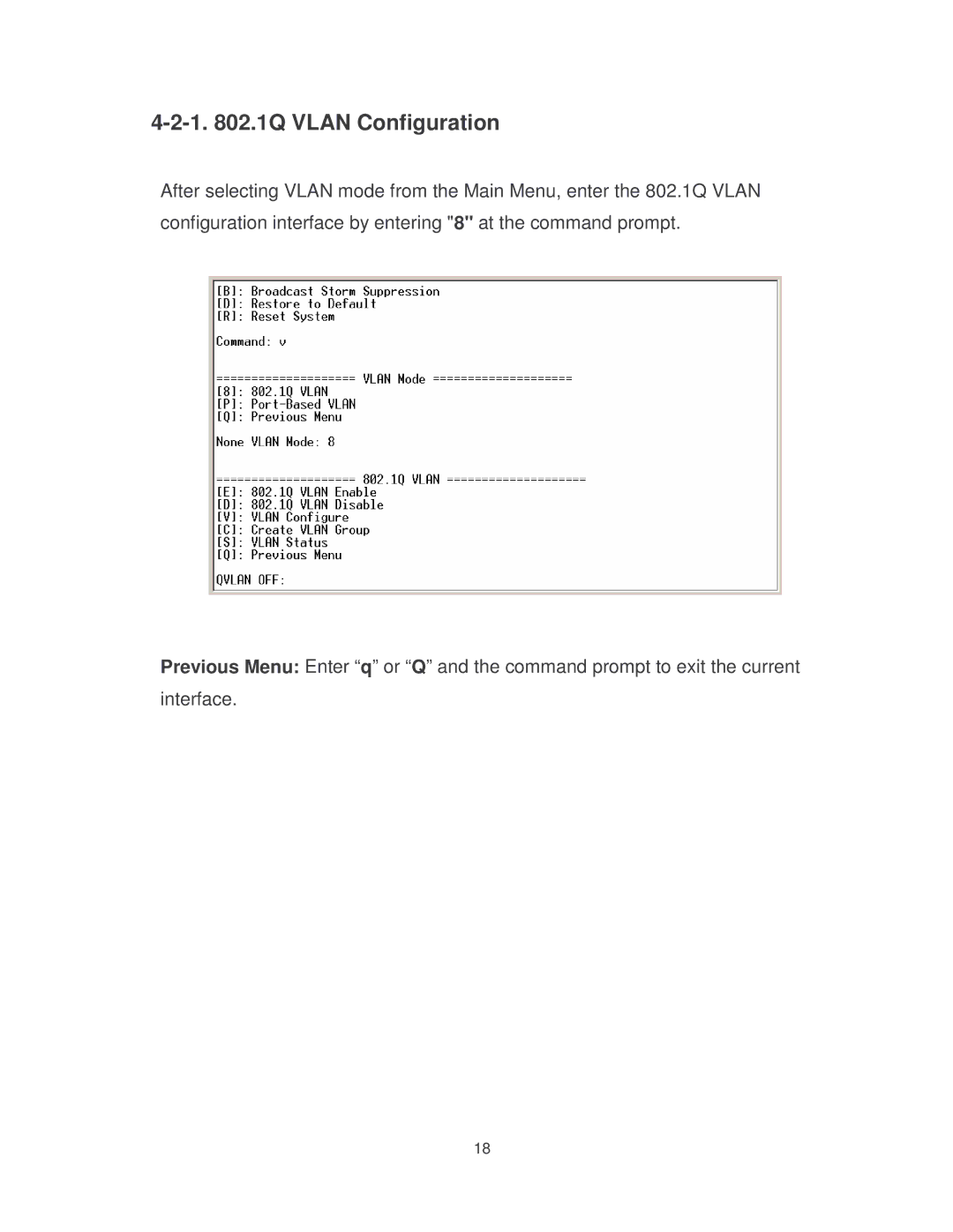 Milan Technology MIL-S8001TG manual 1 .1Q Vlan Configuration 