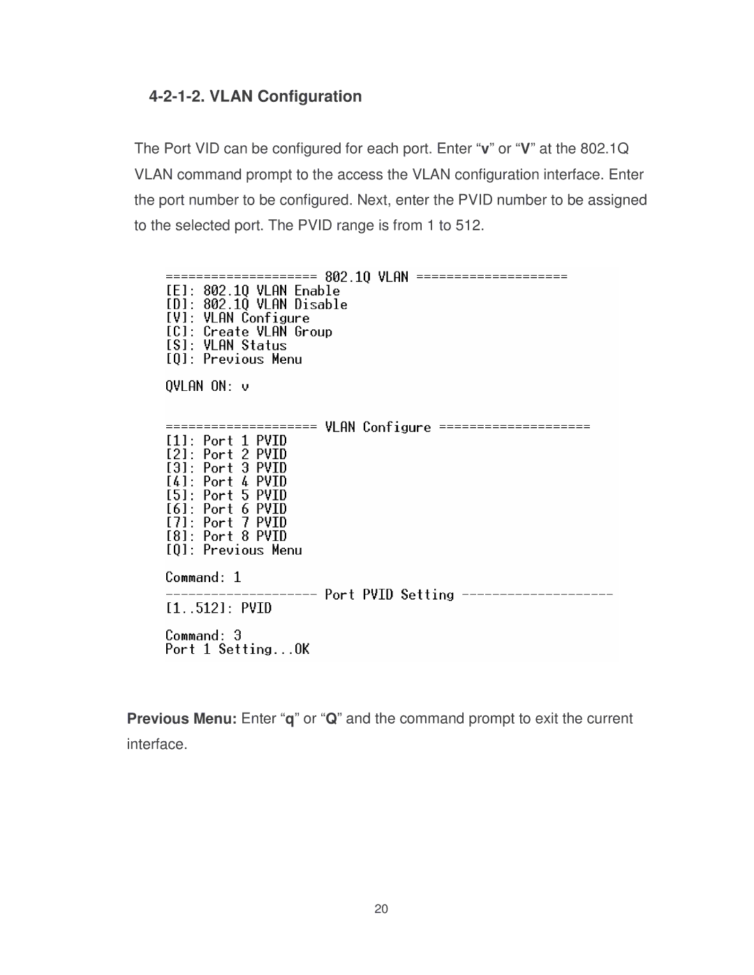 Milan Technology MIL-S8001TG manual Vlan Configuration 