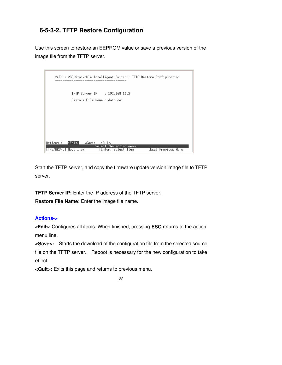 Milan Technology MIL-SM2401M-STK manual Tftp Restore Configuration 