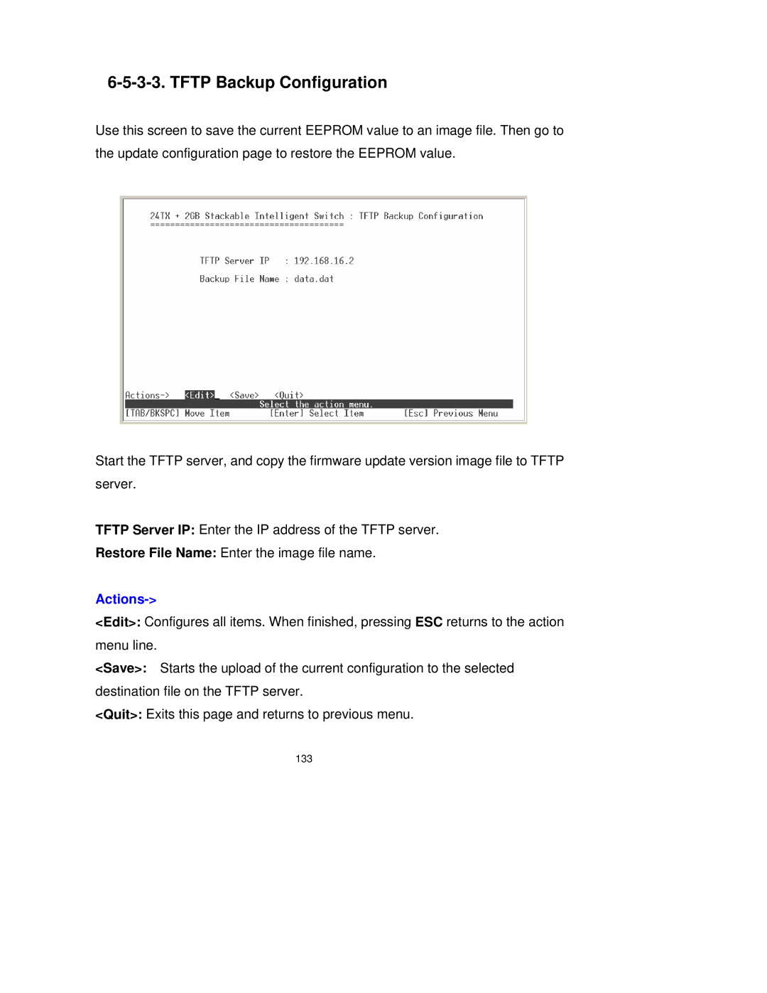 Milan Technology MIL-SM2401M-STK manual Tftp Backup Configuration 