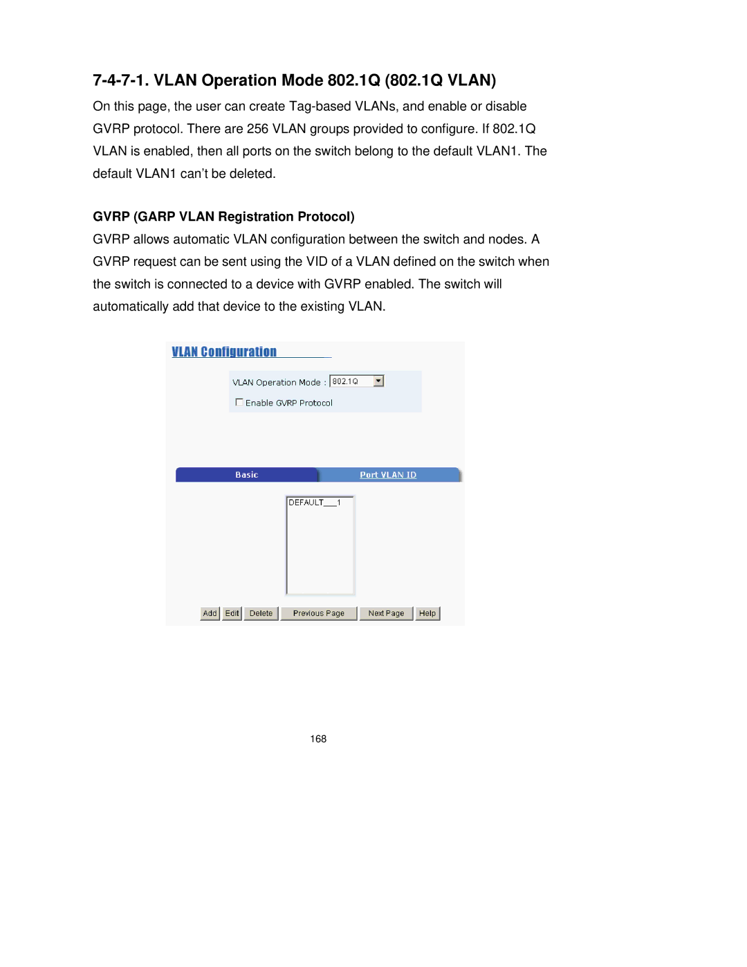 Milan Technology MIL-SM2401M-STK manual Vlan Operation Mode 802.1Q 802.1Q Vlan, Gvrp Garp Vlan Registration Protocol 