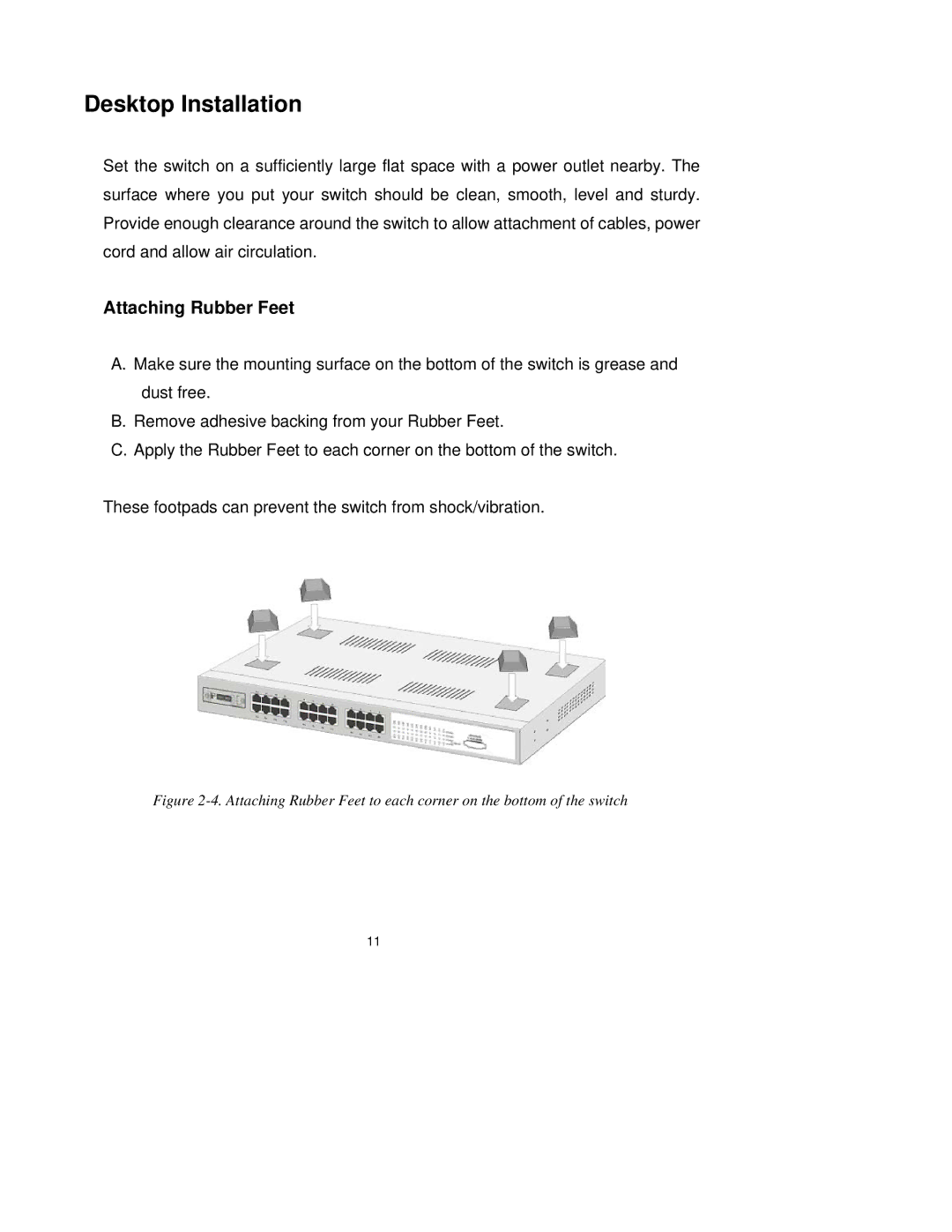 Milan Technology MIL-SM2401M-STK manual Desktop Installation, Attaching Rubber Feet 