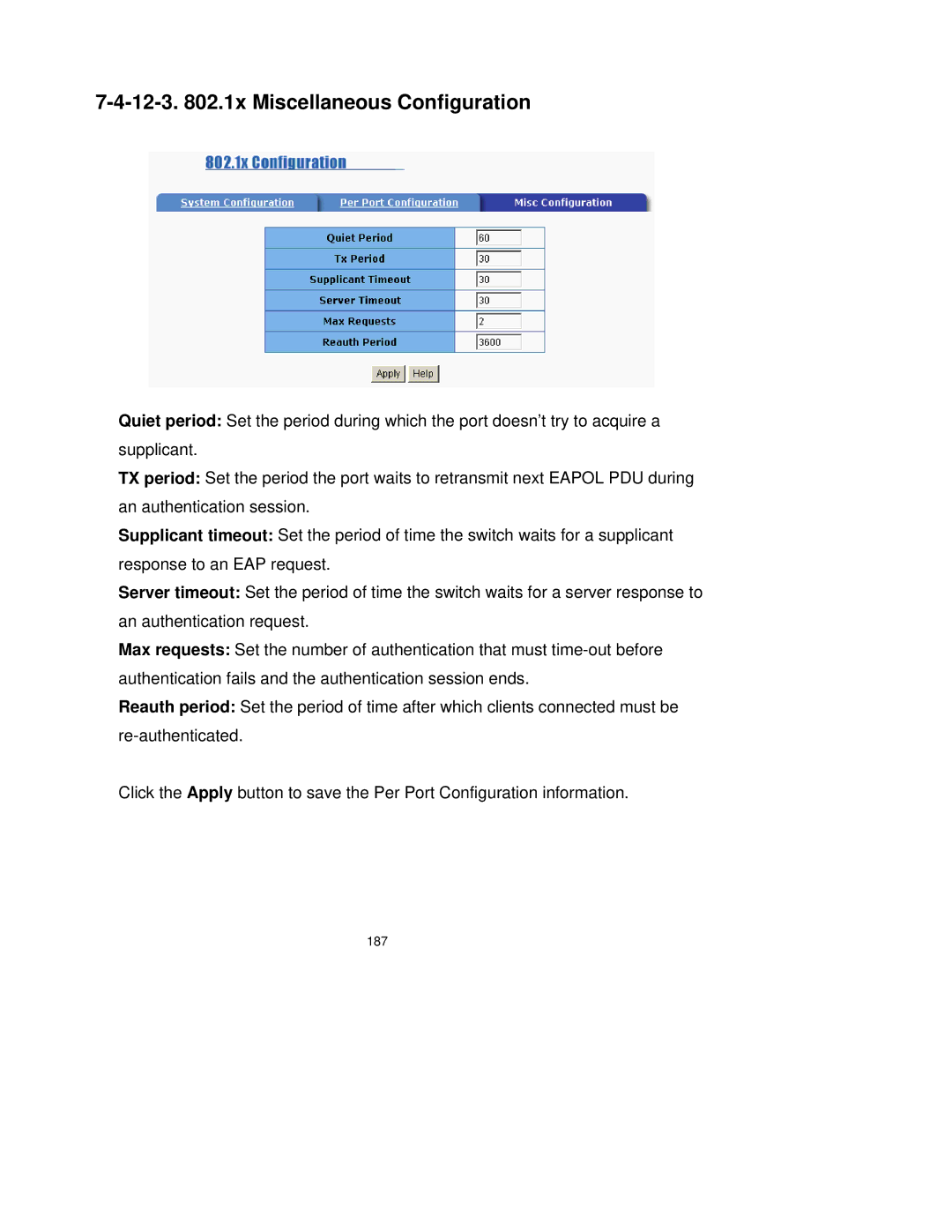 Milan Technology MIL-SM2401M-STK manual 12-3 .1x Miscellaneous Configuration 