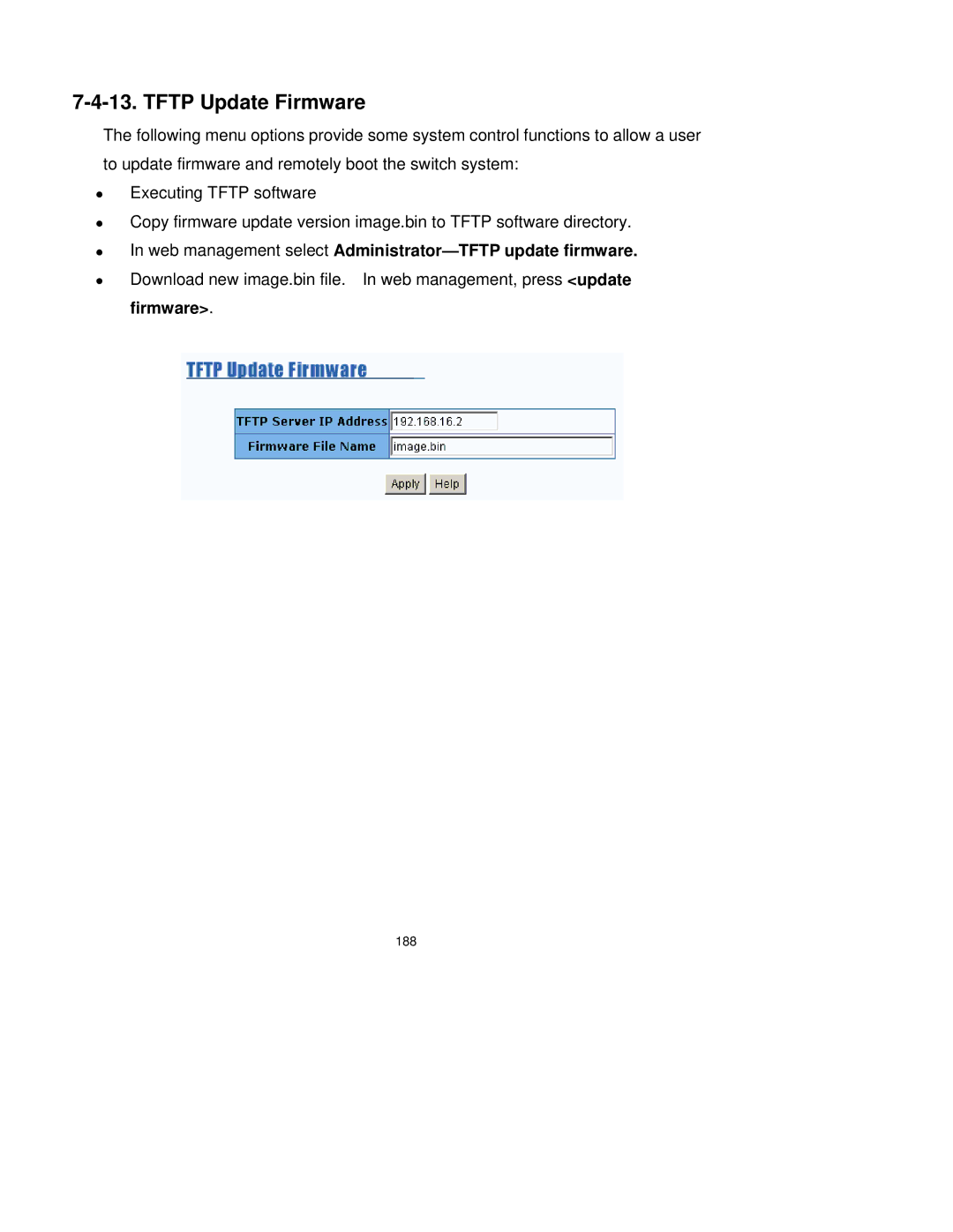 Milan Technology MIL-SM2401M-STK manual Tftp Update Firmware, Web management select Administrator-TFTP update firmware 