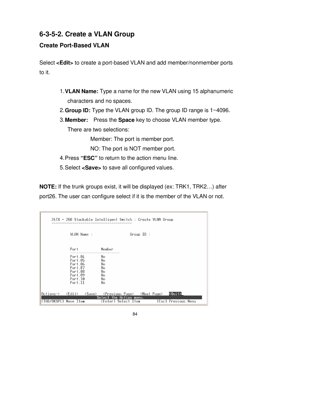 Milan Technology MIL-SM2401M-STK manual Create a Vlan Group, Create Port-Based Vlan 