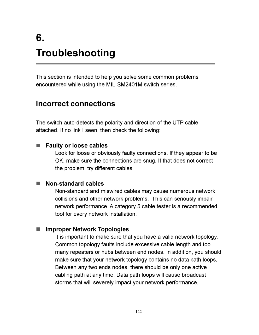 Milan Technology MIL-SM2401M manual Troubleshooting, Incorrect connections 