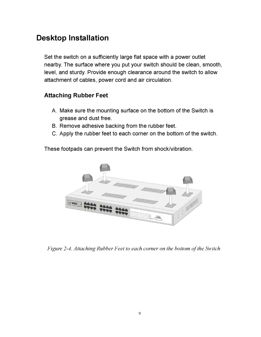 Milan Technology MIL-SM2401M manual Desktop Installation, Attaching Rubber Feet 