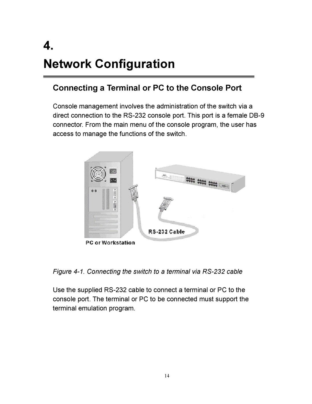 Milan Technology MIL-SM2401M manual Network Configuration, Connecting a Terminal or PC to the Console Port 