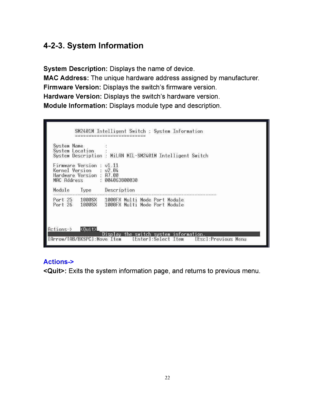 Milan Technology MIL-SM2401M manual System Information 