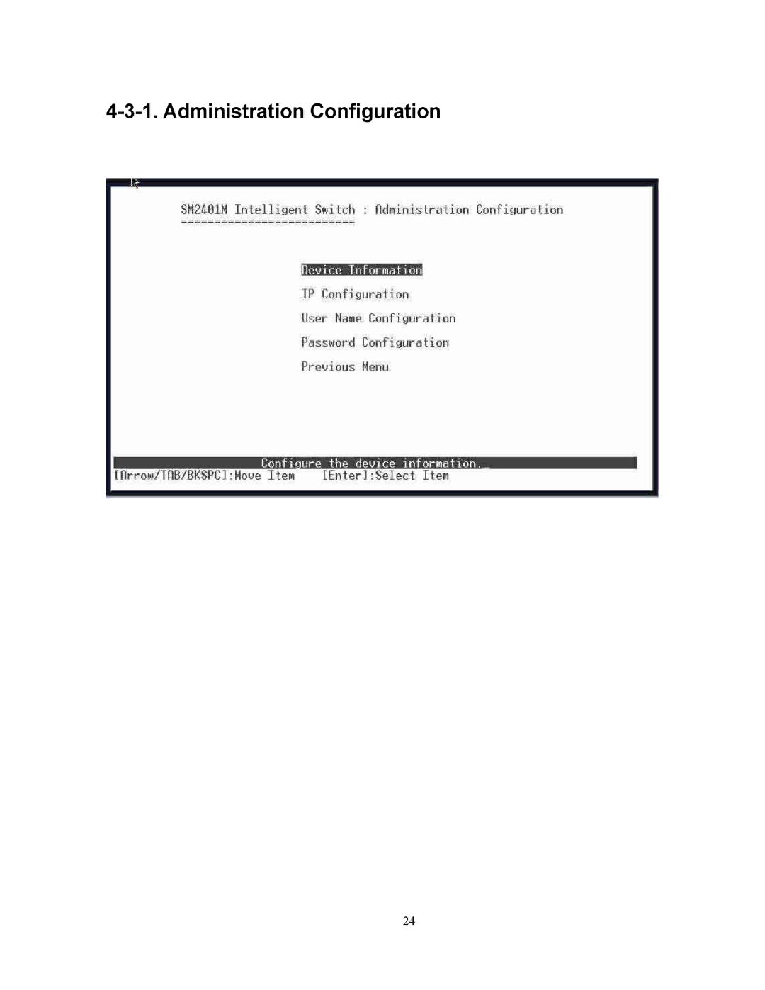 Milan Technology MIL-SM2401M manual Administration Configuration 